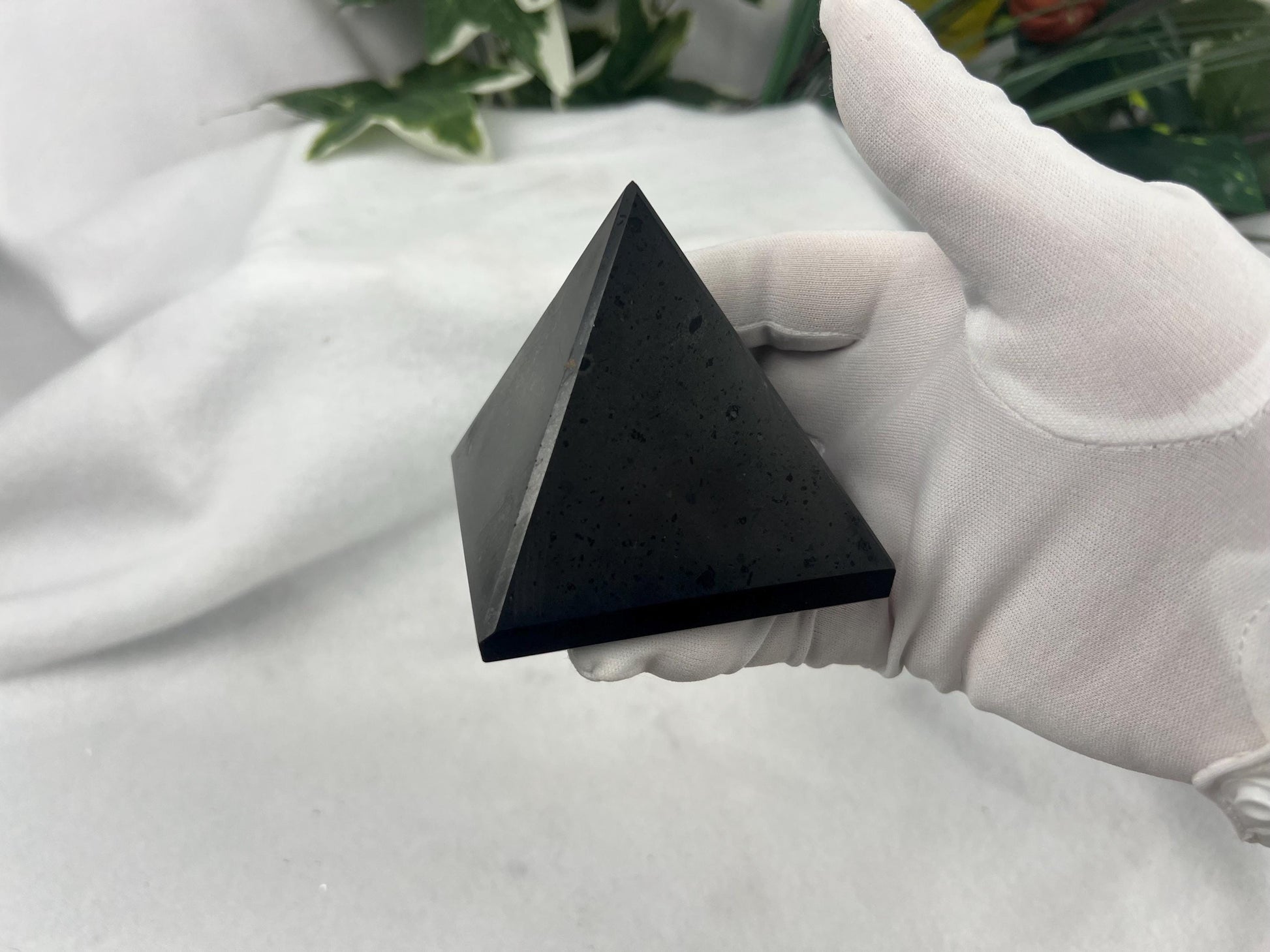 Namibia Black Tourmaline Natural Pyramid Smooth Polished Carved Crystal Worry Anxiety Distraction Meditation Christmas Xmas Gift Decor Focus