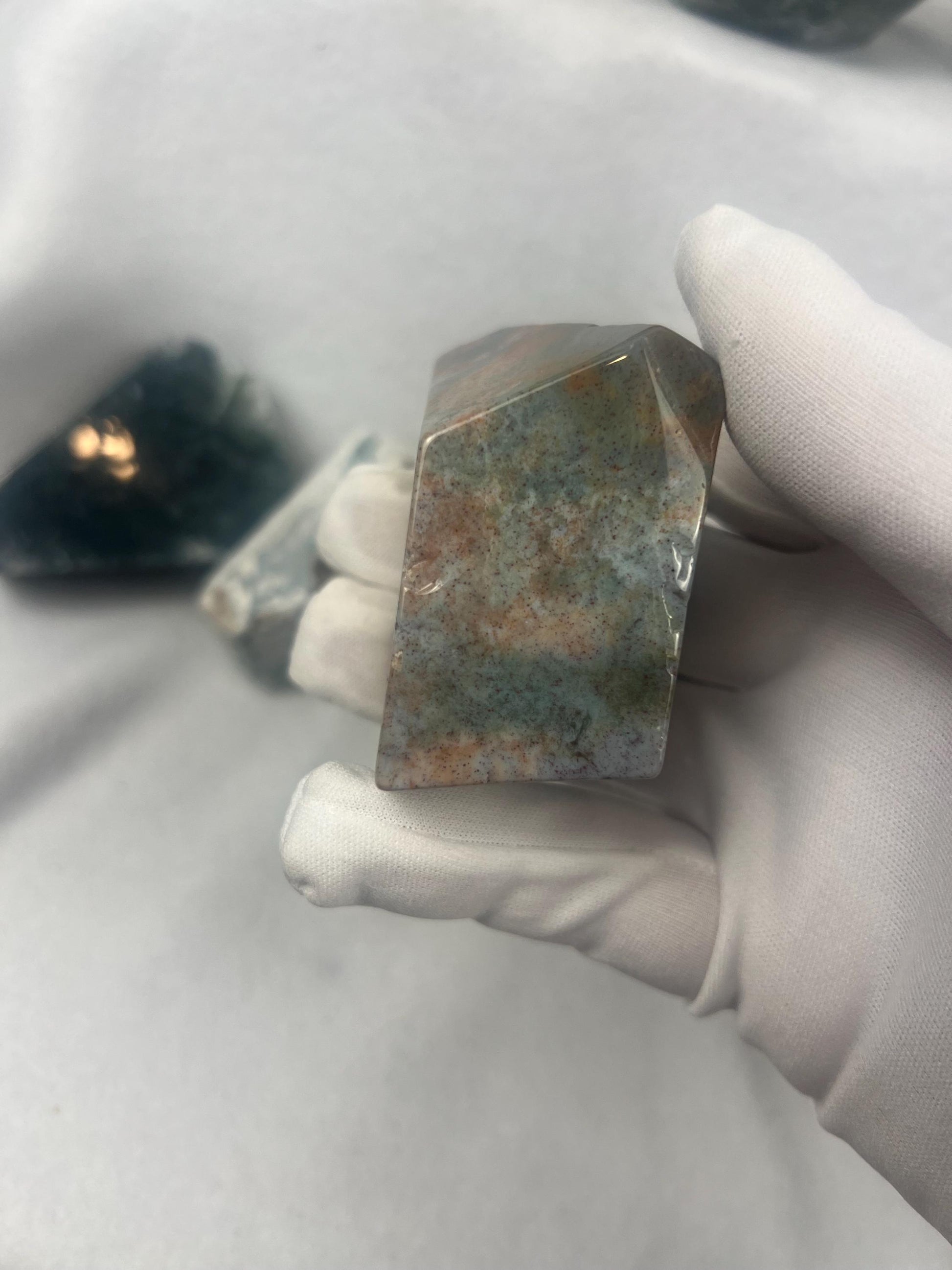 British Columbia Moss Agate Natural Polished Free Form Stone Smooth Carved Crystal Distraction Anxiety Christmas Home Decor Birthday Gift