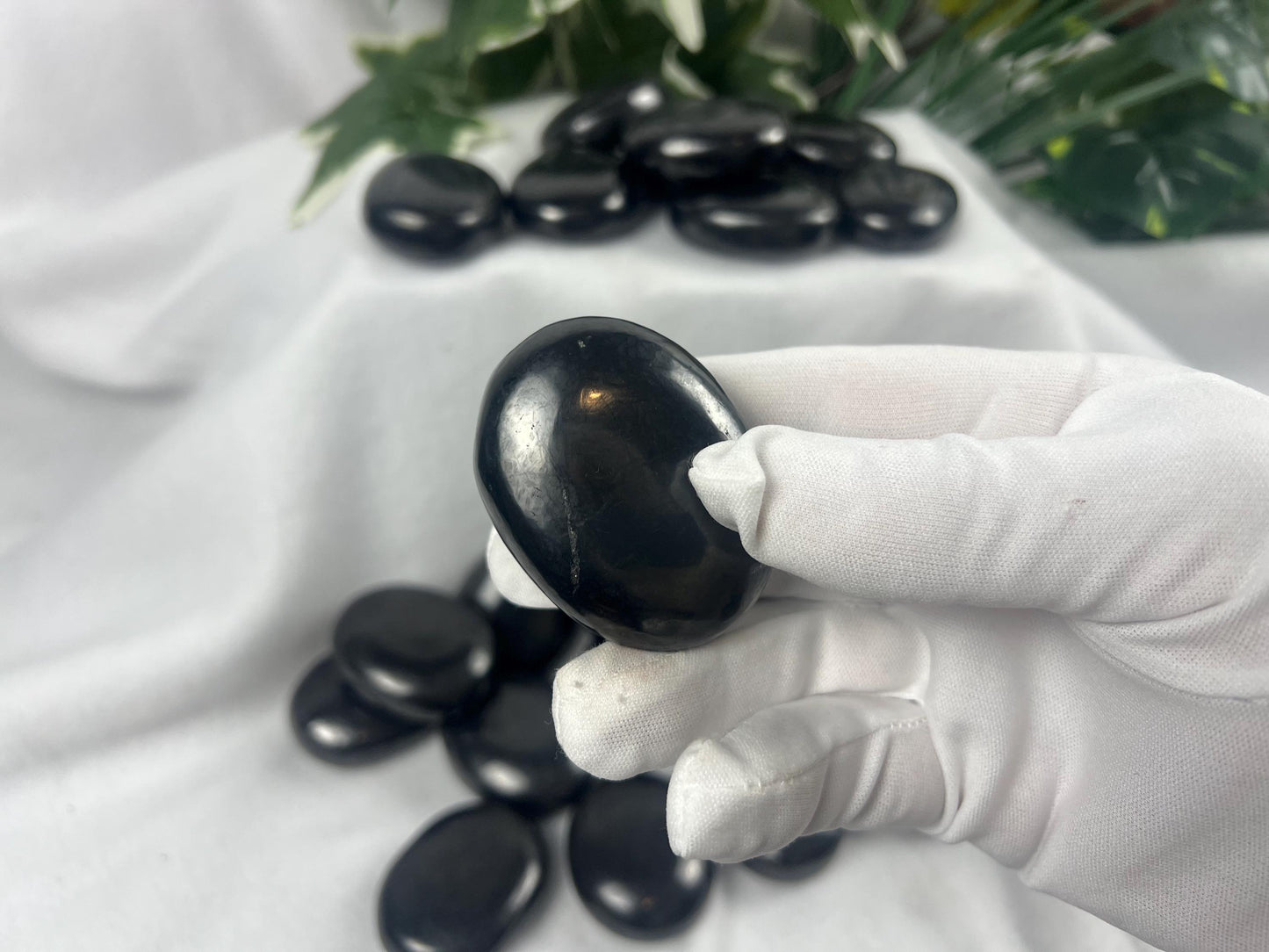 Shungite Palm Stone: Grounding Crystal for EMF Protection Home Decor Worry Pocket Stress Anxiety Palm Stone