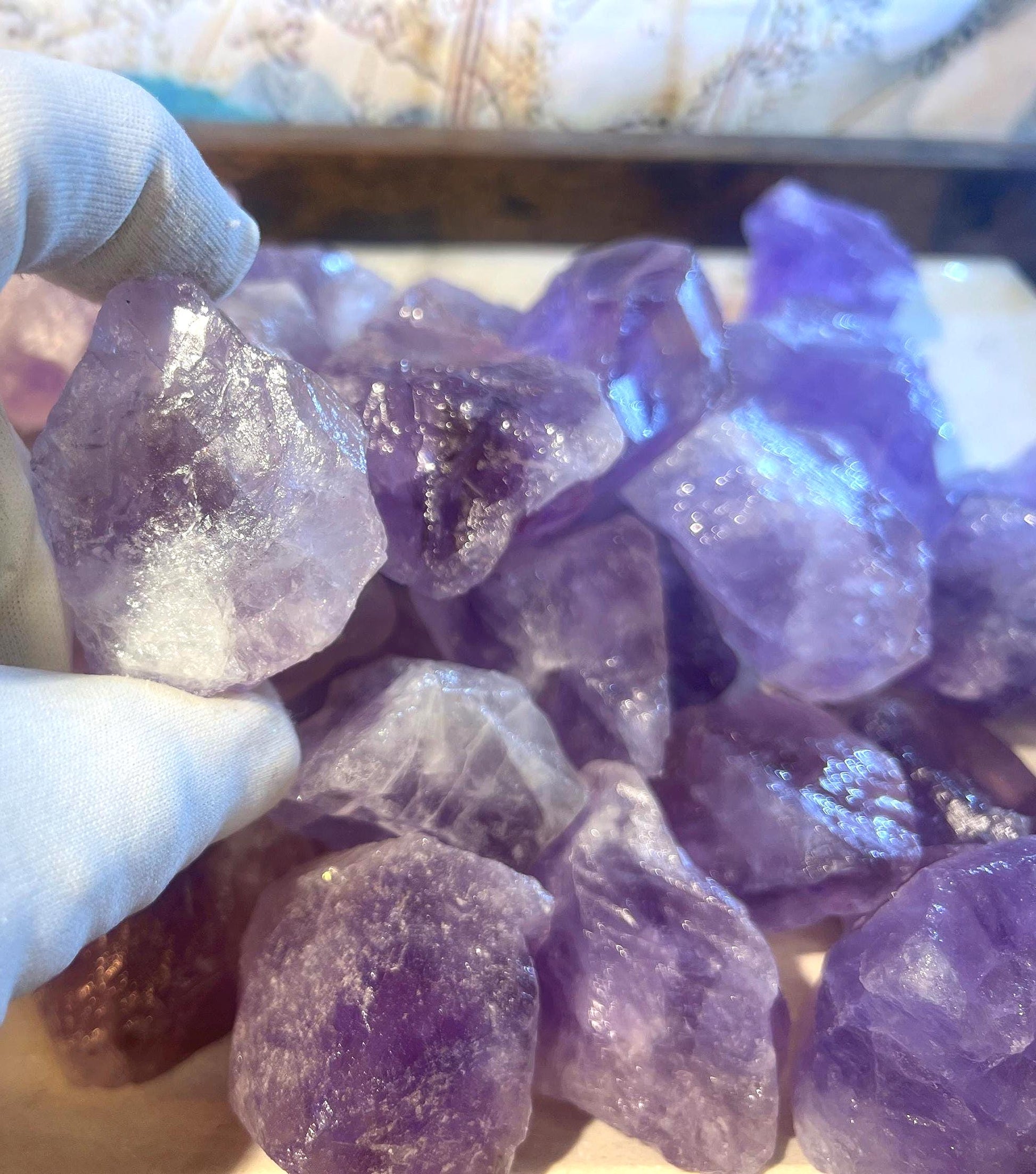 Raw Peruvian Amethyst Crystals Untreated Anxiety Home Decor Wholesale Crystal Crafts School Christmas Xmas Home Decor Craft Birthday Gift