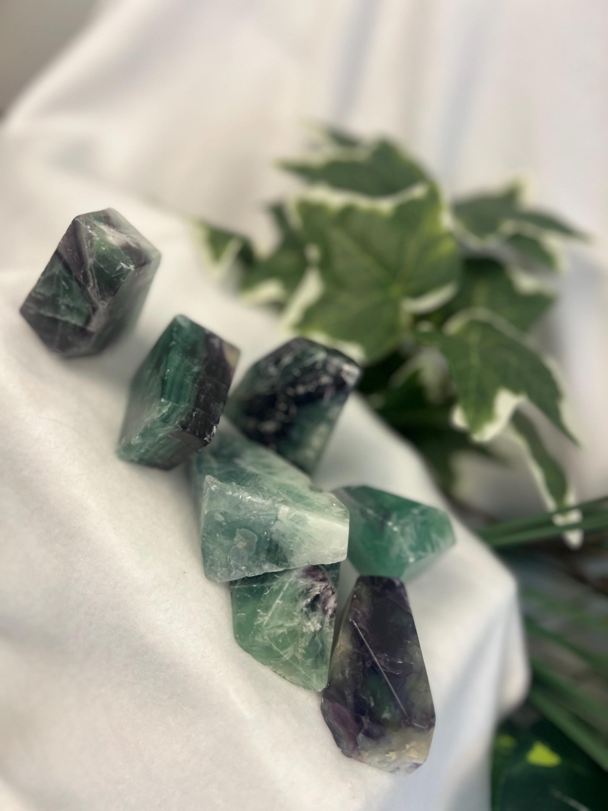 Frosted Rainbow Fluorite Natural Free Form Stones Smooth Polished Carved Crystal for Distraction Anxiety or Worry Home Decor Holiday Xmas