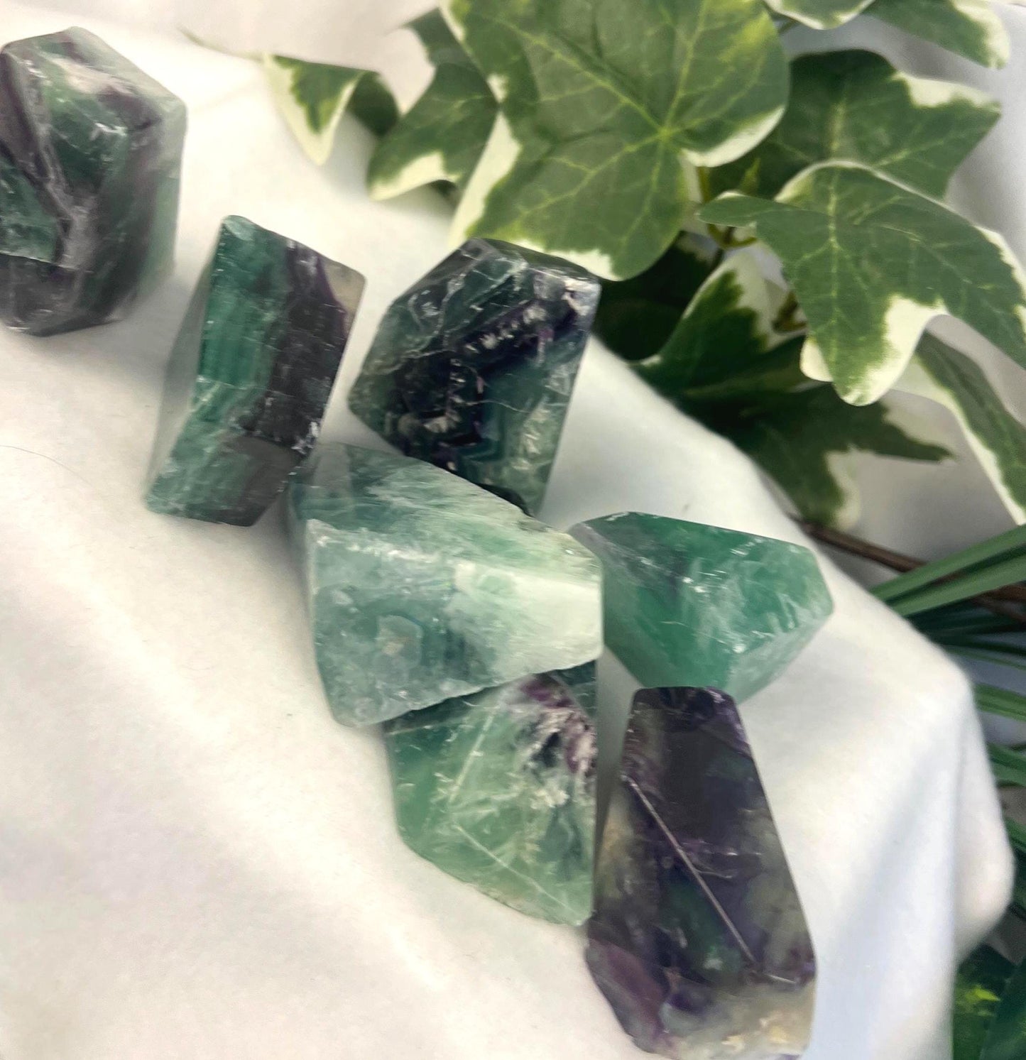 Frosted Rainbow Fluorite Natural Free Form Stones Smooth Polished Carved Crystal for Distraction Anxiety or Worry Home Decor Holiday Xmas