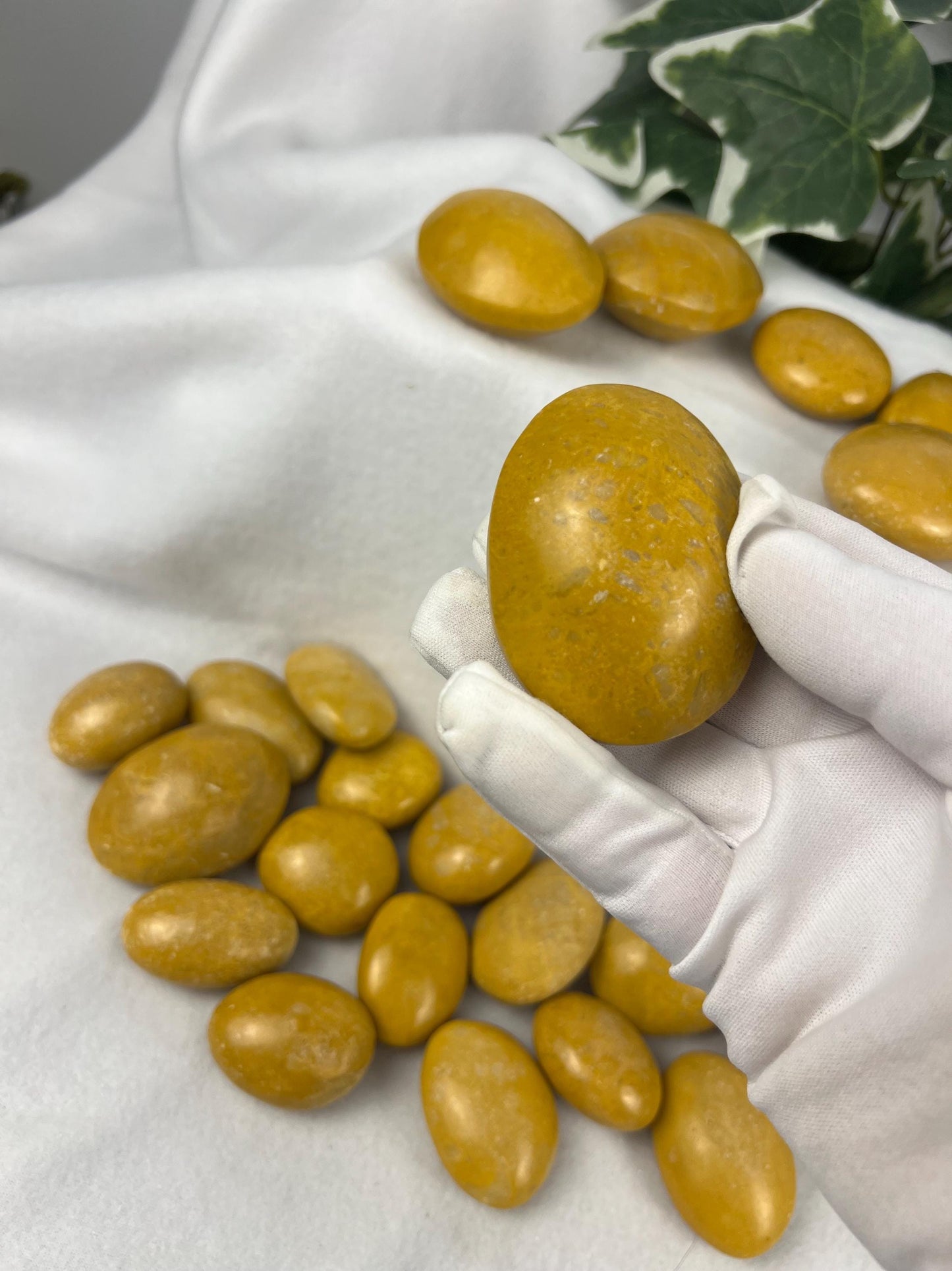 Lemon Jade Natural Large Palm Stone Polished Carved Crystal Distraction Anxiety Christmas Holiday Decor Xmas Birthday Gift Birthday Worry