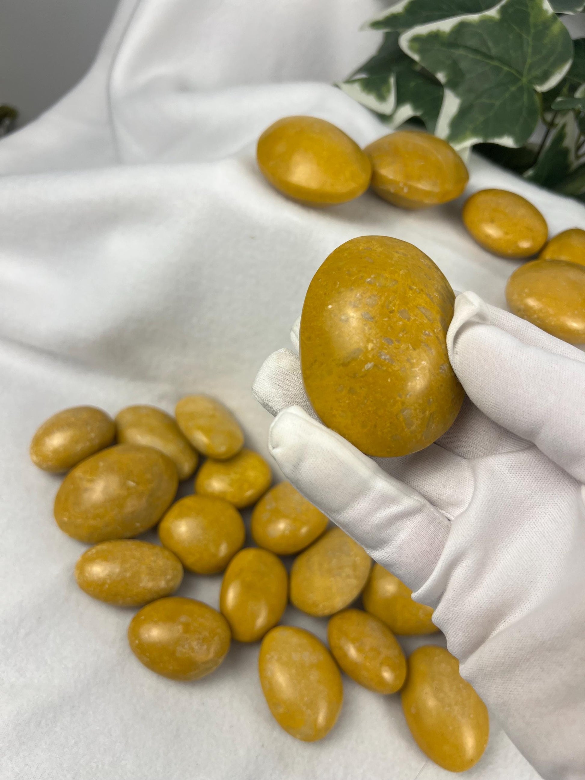 Lemon Jade Natural Large Palm Stone Polished Carved Crystal Distraction Anxiety Christmas Holiday Decor Xmas Birthday Gift Birthday Worry