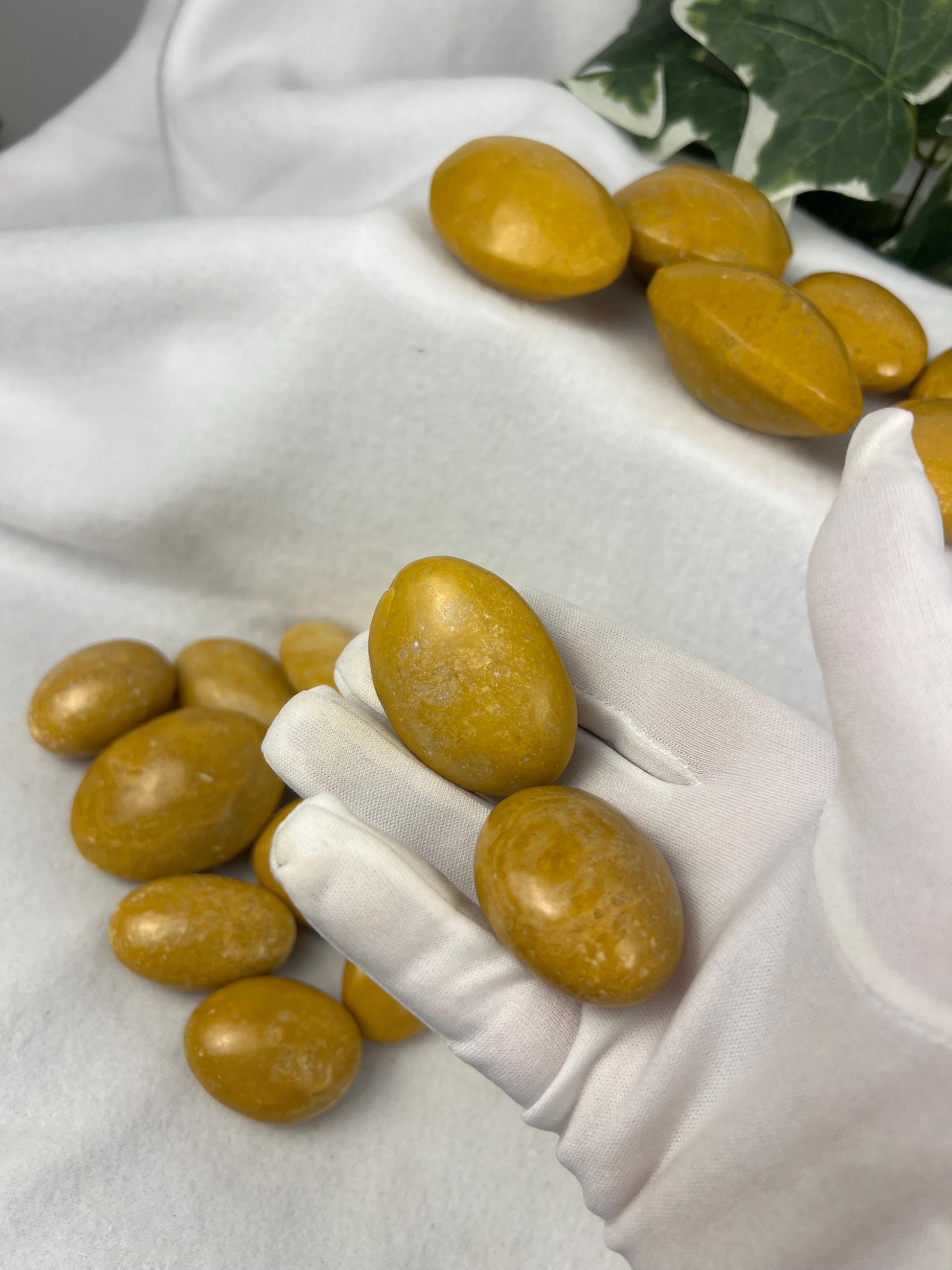 Lemon Jade Natural Large Palm Stone Polished Carved Crystal Distraction Anxiety Christmas Holiday Decor Xmas Birthday Gift Birthday Worry
