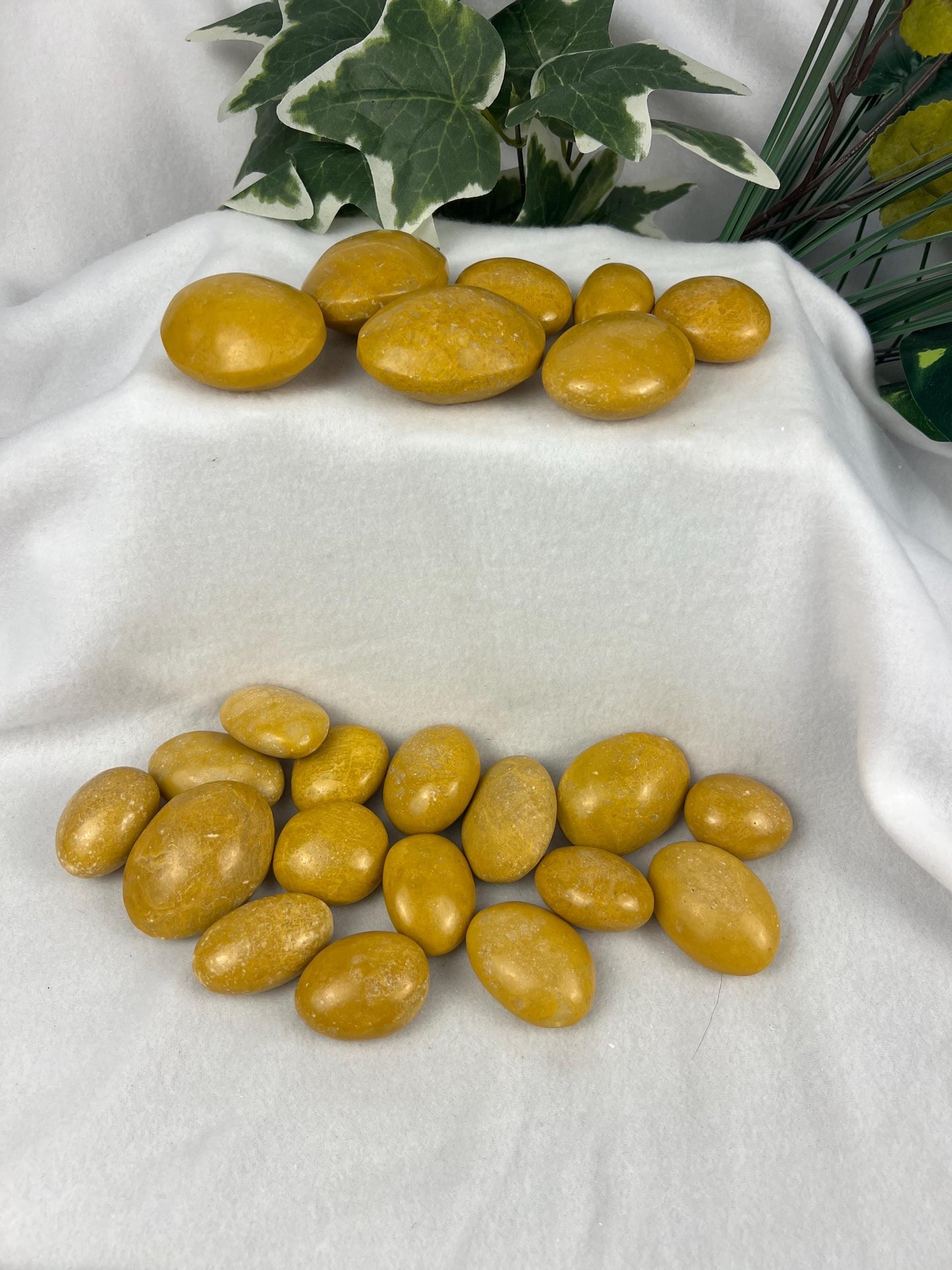 Lemon Jade Natural Large Palm Stone Polished Carved Crystal Distraction Anxiety Christmas Holiday Decor Xmas Birthday Gift Birthday Worry