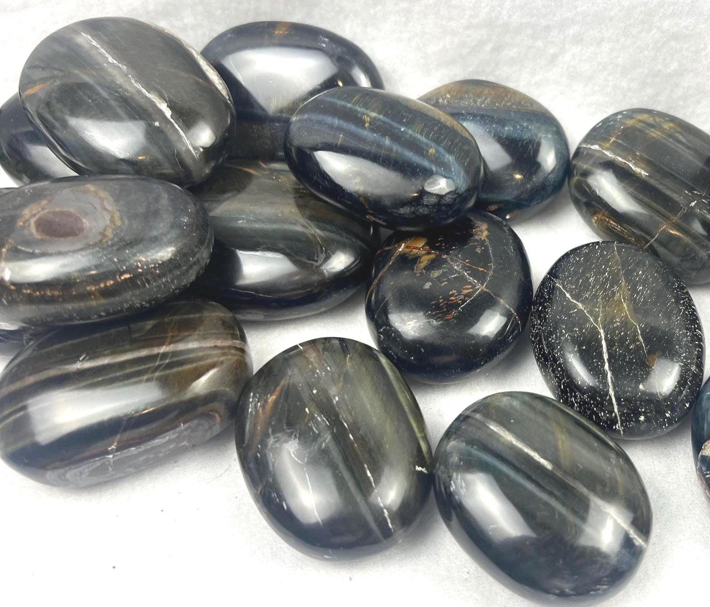 Australian Blue Cats Eye Palm Stone Smooth Polished Carved Crystal for Distraction Pocket Worry Anxiety Home Decor Gift Xmas Christmas