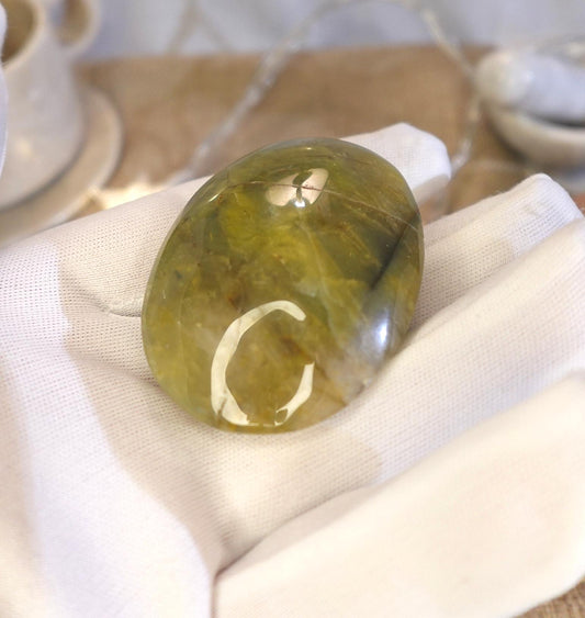 Serpentine Natural Palm Stone Smooth Polished Carved Crystal for Distraction
