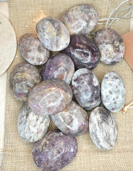 Pink Tourmaline Natural Palm Stone Smooth Polished Carved Crystal for Christmas Decor Gift Home