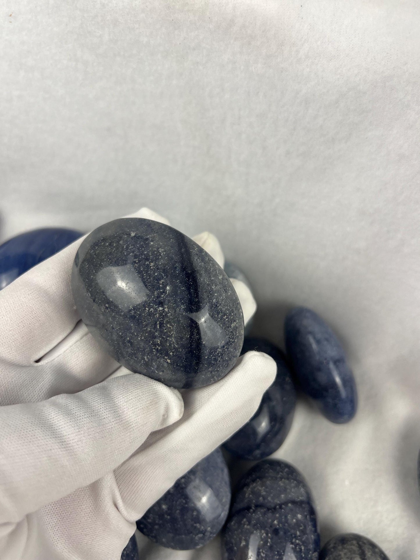Blue Aventurine Natural Palm Stone Smooth Polished Carved Crystal for Distraction from Anxiety or Worry Home Decor Holiday Xmas