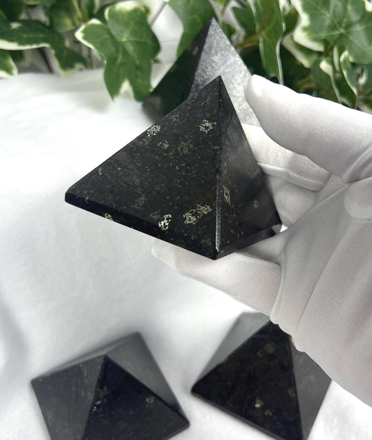 Nuummite-Coppernite Natural Pyramid Smooth Polished Carved Crystal Worry Anxiety Distraction Meditation Christmas Xmas Gift Decor