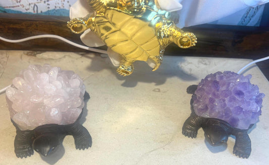 Turtle Nightlight Crystal Shell Gemstone Polished Pyramid Sleeping Stones Anxiety Worry Christmas Home Desk Decor Xmas Gift Desk Nightstand