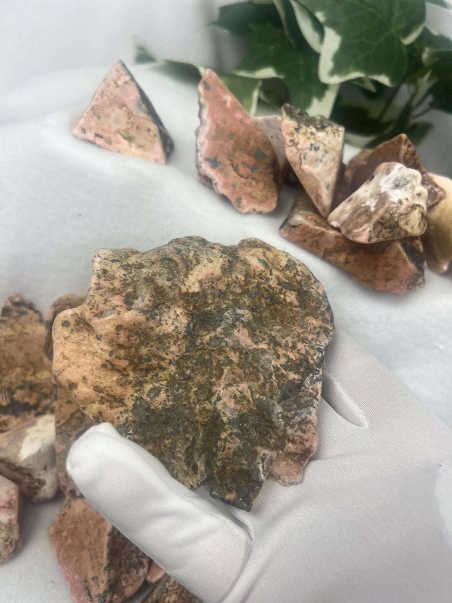 Fresh British Columbia Rhodonite Natural Polished Free Form Stone Smooth Carved Crystal for Distraction Anxiety Christmas Home Decor