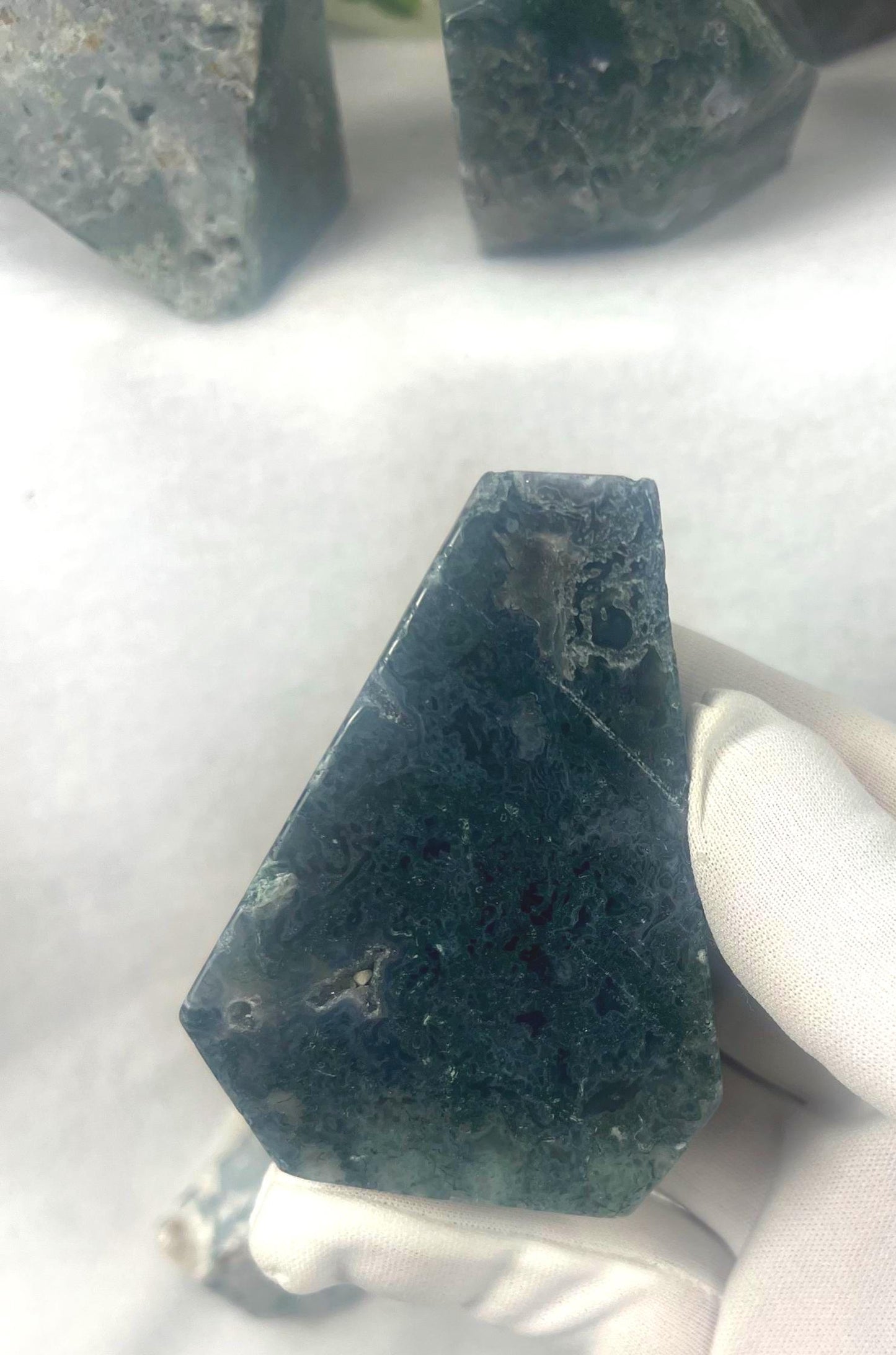 British Columbia Moss Agate Natural Polished Free Form Stone Smooth Carved Crystal Distraction Anxiety Christmas Home Decor Birthday Gift