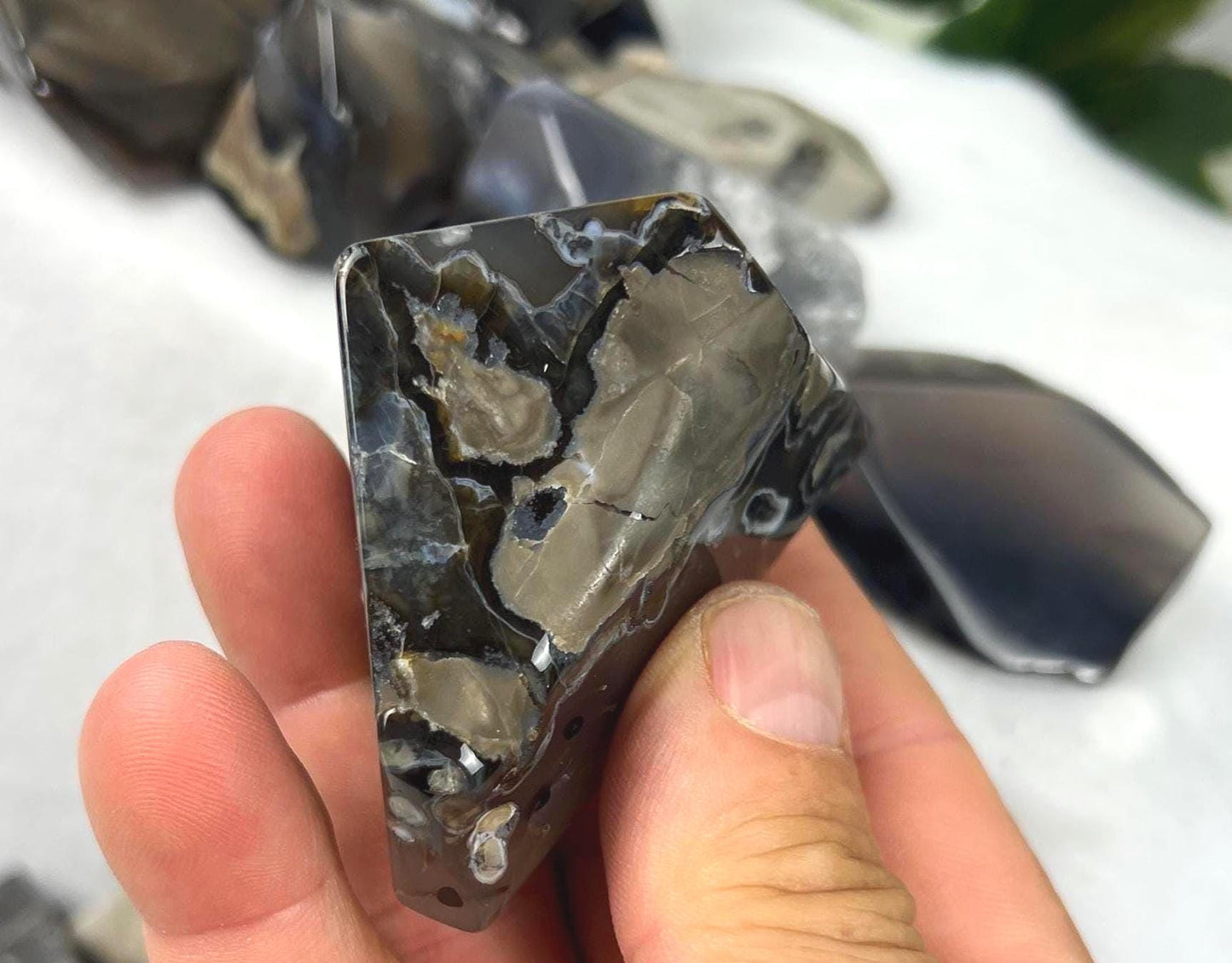 Oregon Volcano Lava Agate Natural Polished Free Form Stone Smooth Carved Crystal Distraction Anxiety Christmas Home Decor Birthday Gift
