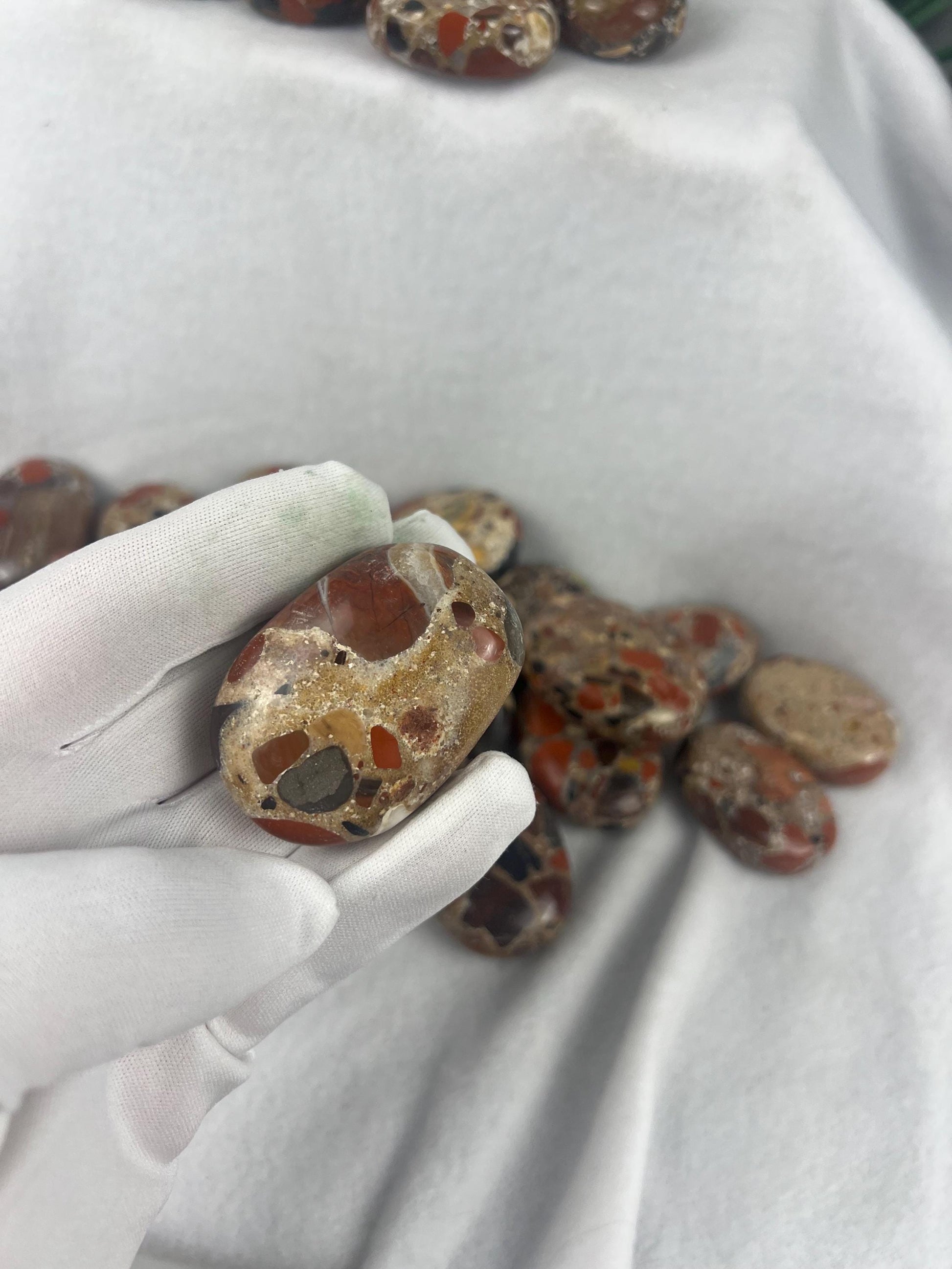Peculiar Ontario Pudding Stone Natural Palm Stone Smooth Polished Carved Crystal Distraction Home Decor Anxiety Worry Christmas Xmas Gift