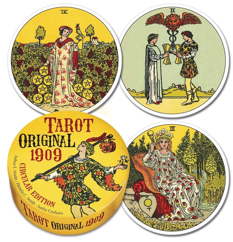 Round Edition 1909 Rider-Waite-Smith Tarot Deck Guidebook Cards Fully Licensed and Original Guidebook Gift Game Fortune Scarabeo Home Decor