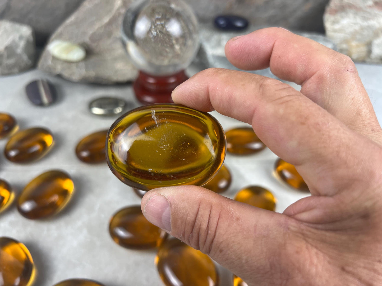 Yellow Quartz Palm Stone: Anxiety Relief Meditation Crystal Home Decor Worry Pocket Stress Anxiety Palm Stone
