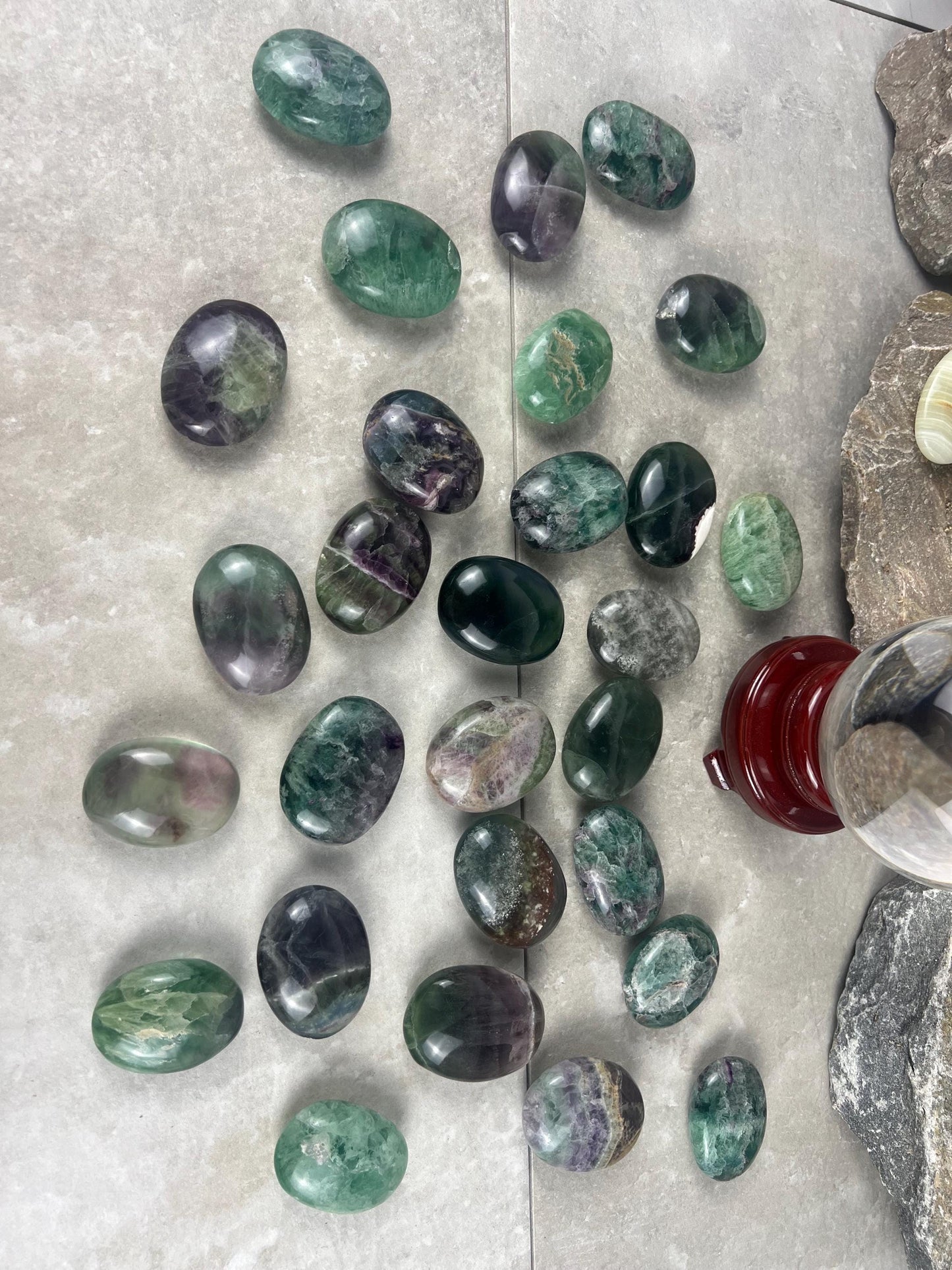 Rainbow Fluorite Palm Stone: Polished Crystal for Anxiety Relief