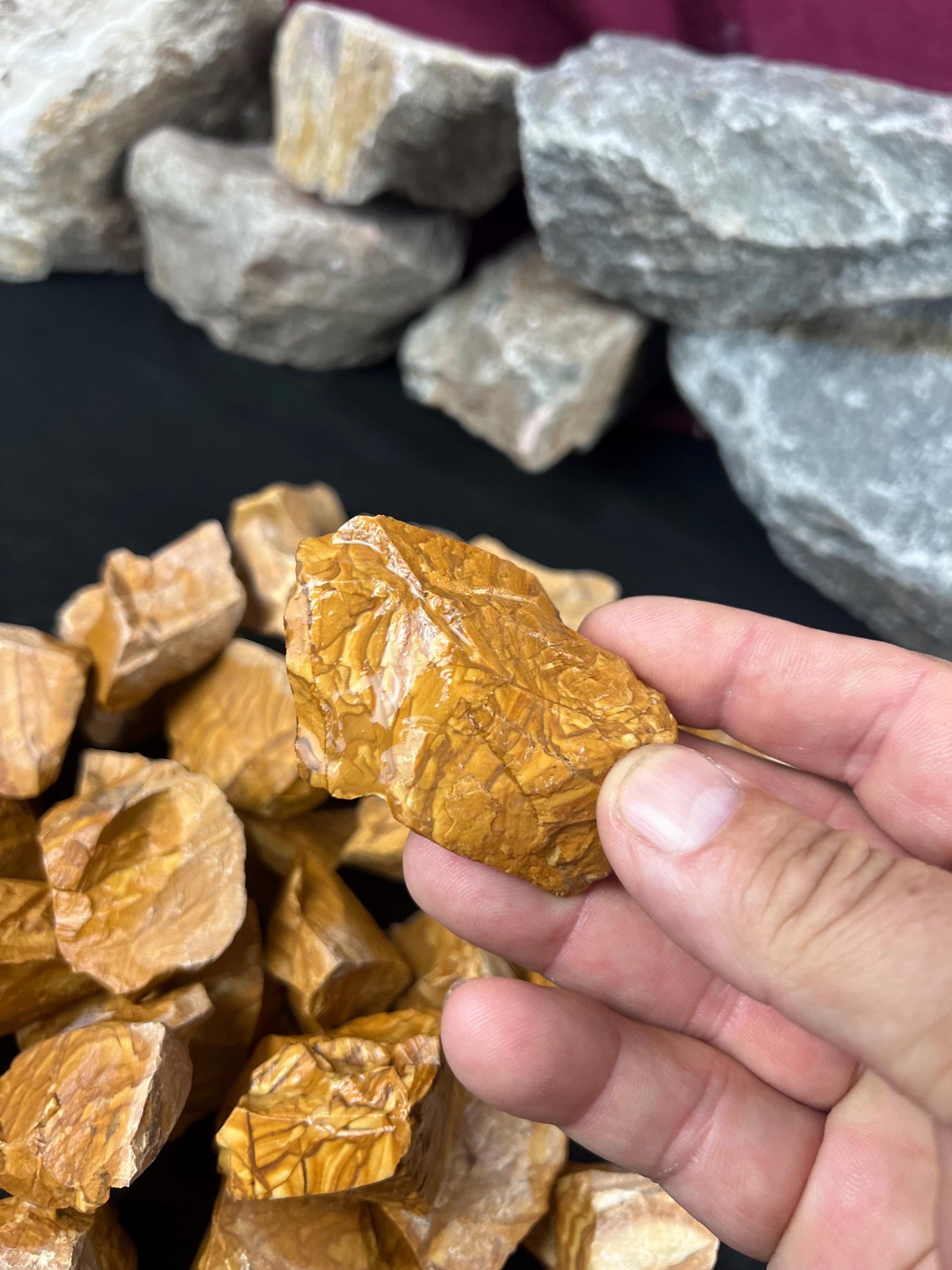 Raw Owyhee Jasper Picture Jasper Natural Palm Stone Smooth Polished Carved Crystal Worry Anxiety Distraction Meditation Christmas Xmas Gift