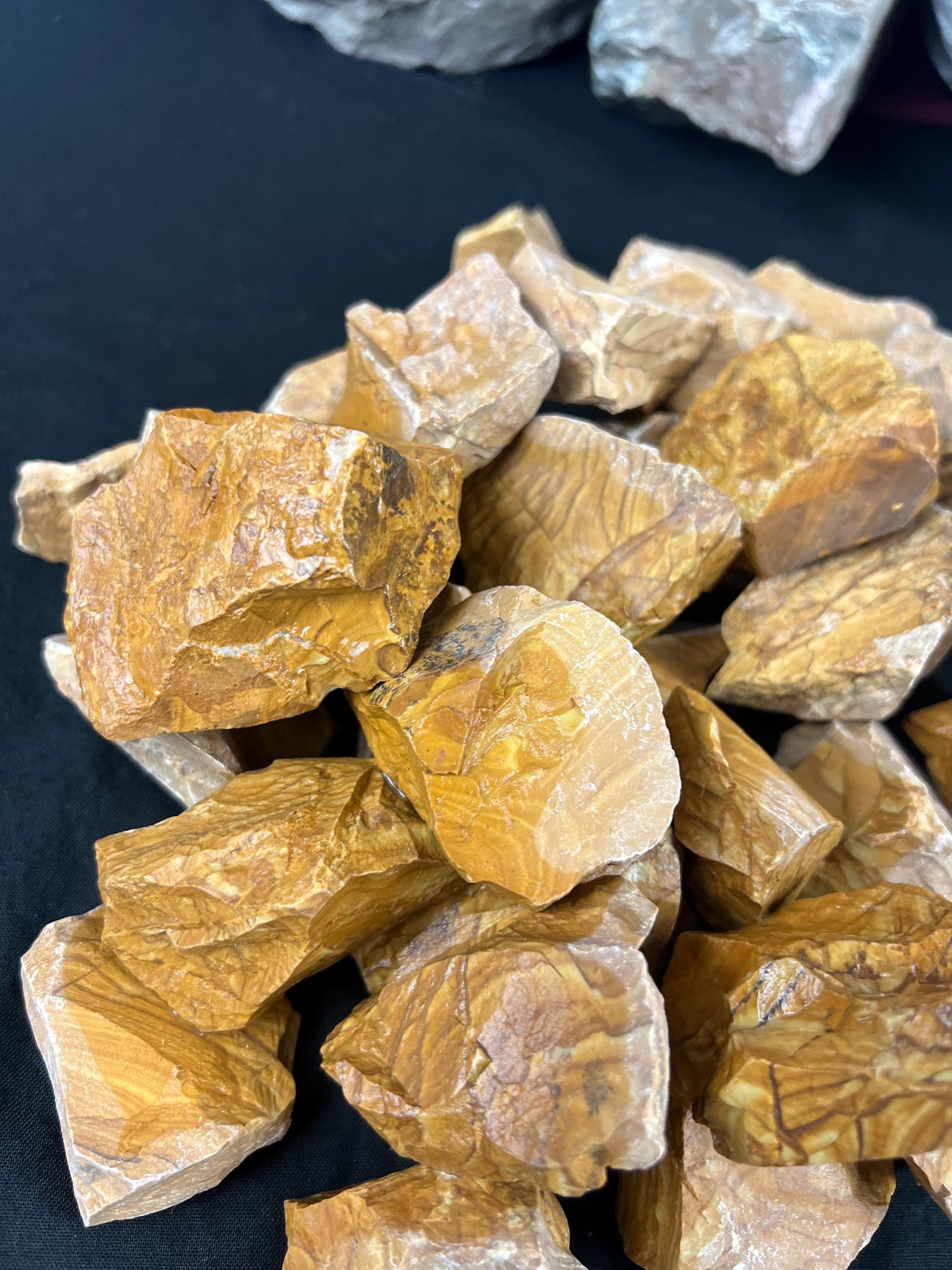 Raw Owyhee Jasper Picture Jasper Natural Palm Stone Smooth Polished Carved Crystal Worry Anxiety Distraction Meditation Christmas Xmas Gift