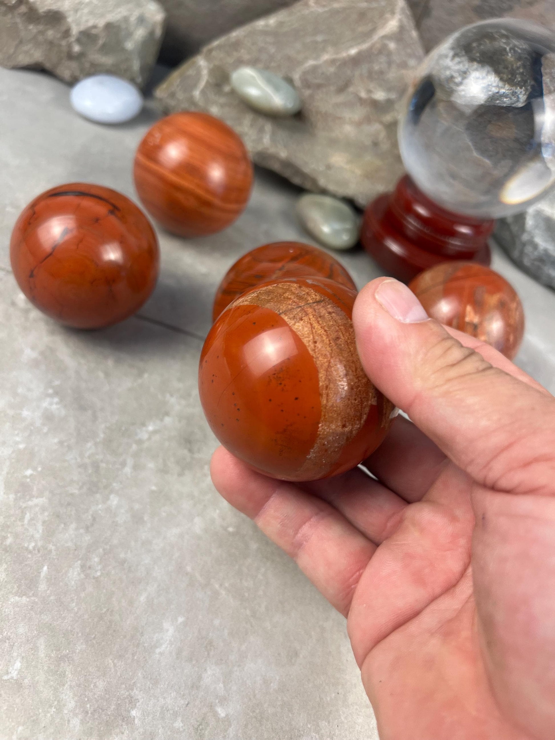 Egyptian Red Jasper Sphere Stone Reflective Home Decor Focus Aid Home Decor Pocket Desktop Gift Meditation Christmas Gifts