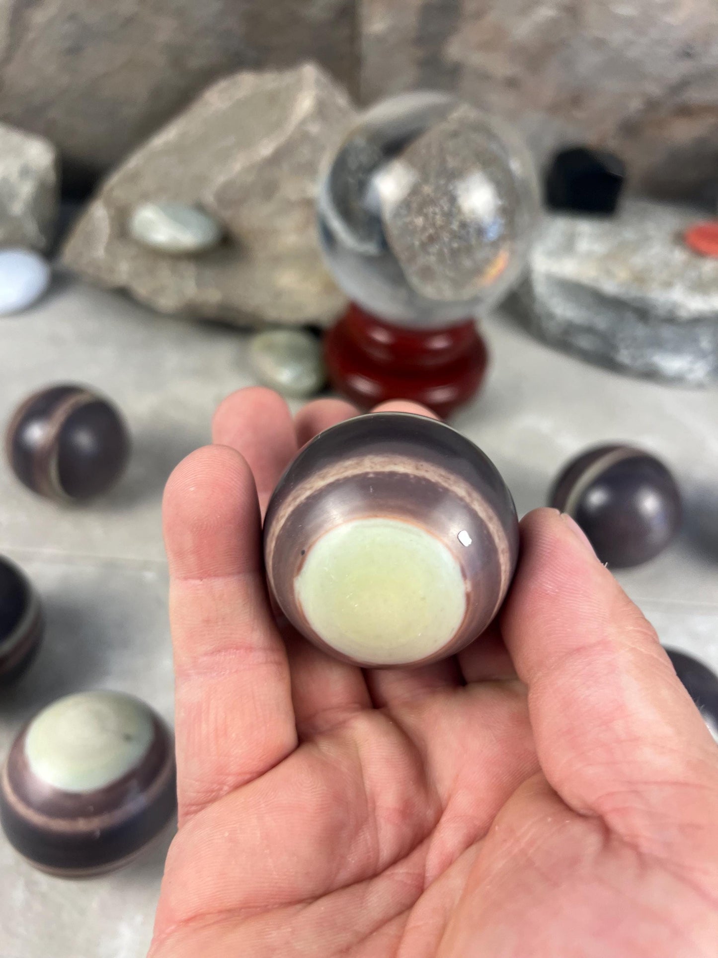 Myanmar Lavender Jade Sphere: Polished Stone, Meditation Gift