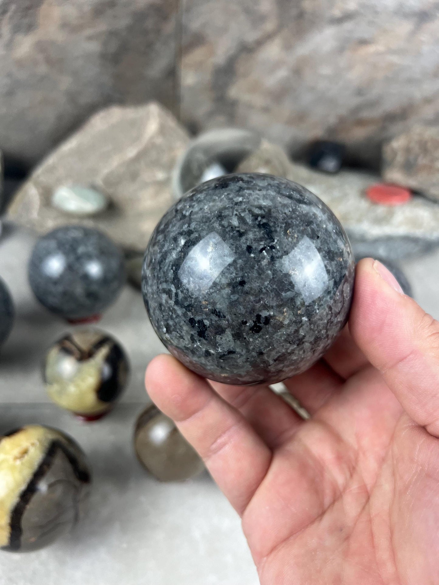 Yooperlite and Septarian Sphere Polished Stone, Meditation Gift