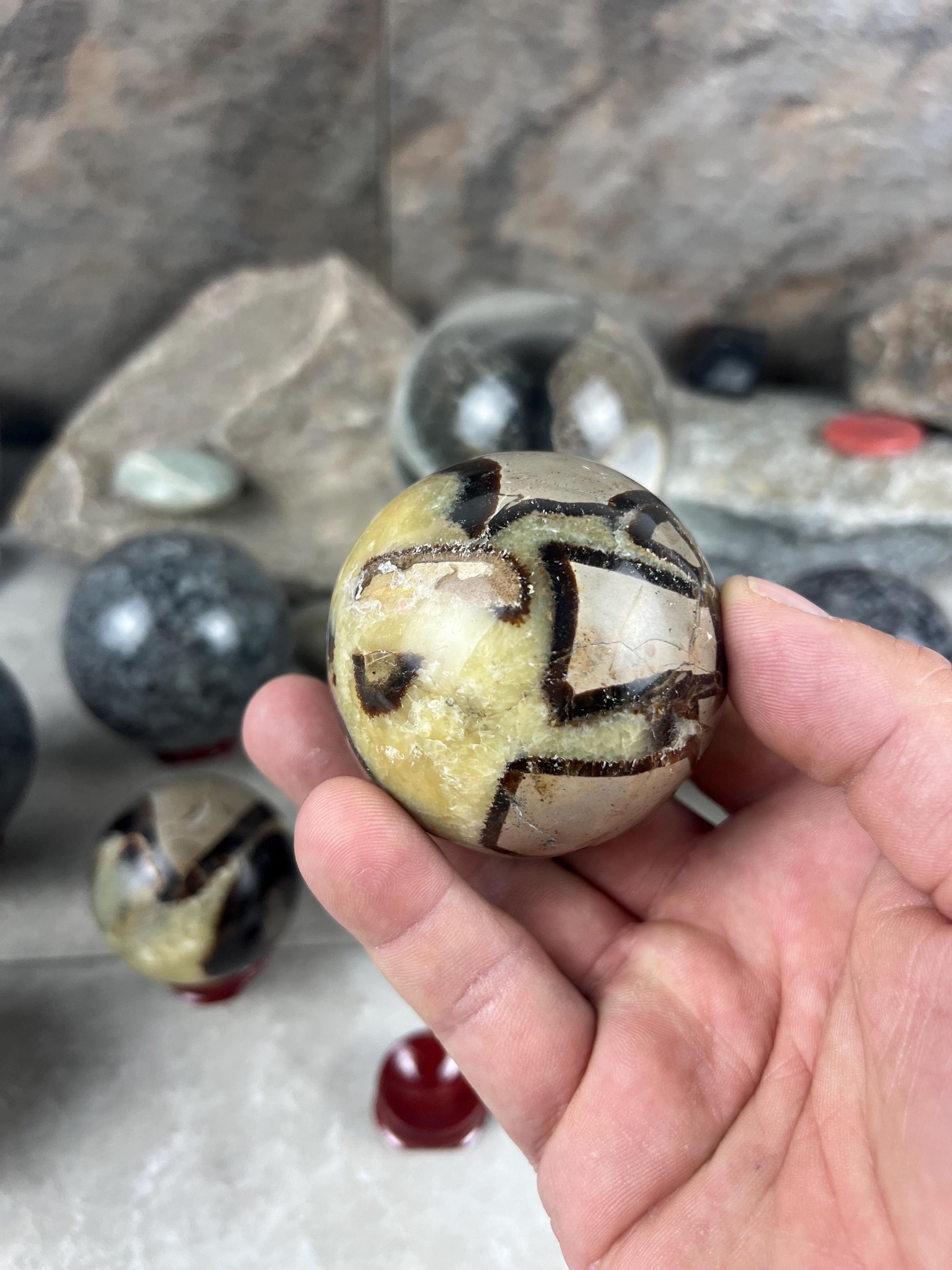 Yooperlite and Septarian Sphere Polished Stone, Meditation Gift
