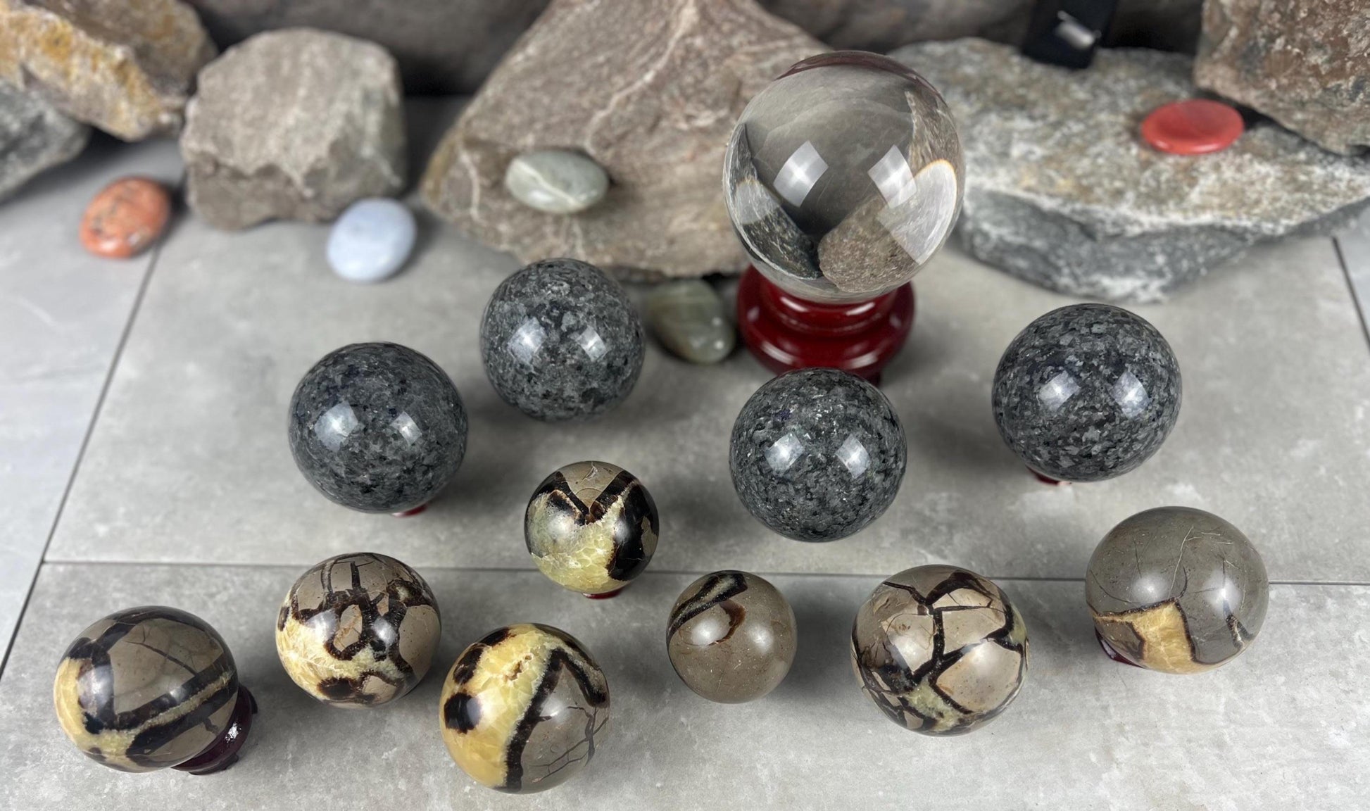Yooperlite and Septarian Sphere Polished Stone, Meditation Gift
