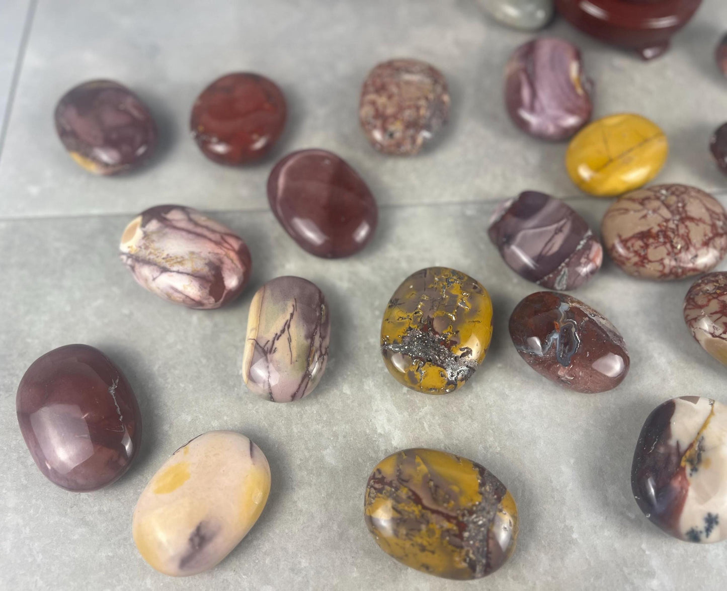 Mooka Creek Mookaite Jasper Palm Stone: Polished Worry Stone, Chakra Healing
