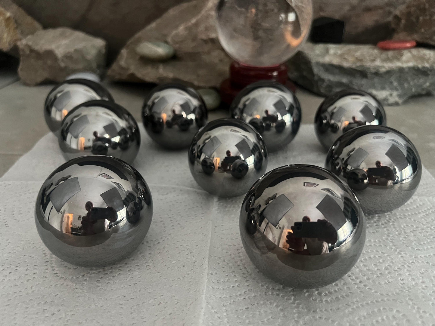 High Frequency Terahertz Sphere Stone: Reflective Home Decor, Focus Aid