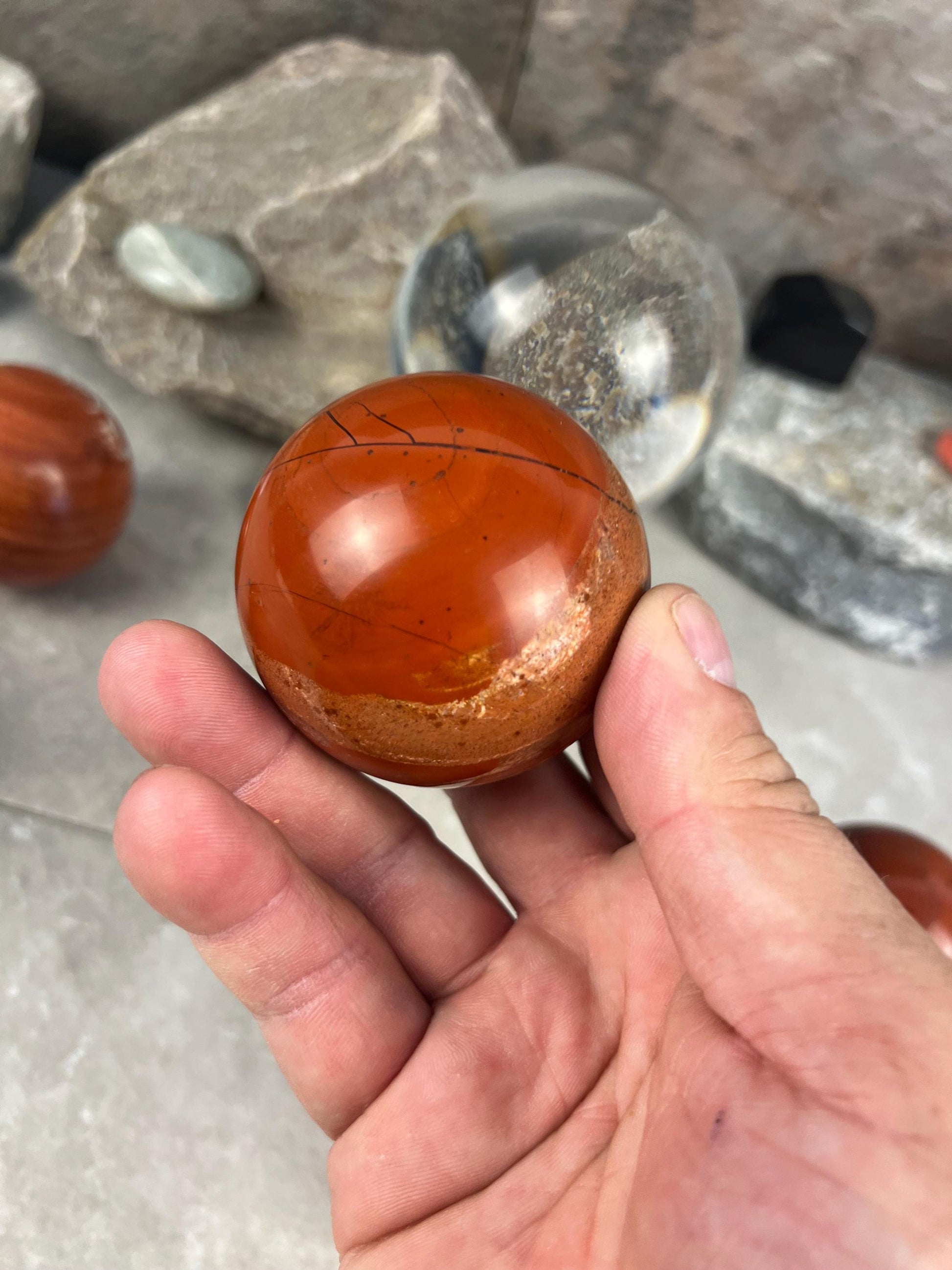 Egyptian Red Jasper Sphere Stone Reflective Home Decor Focus Aid Home Decor Pocket Desktop Gift Meditation Christmas Gifts
