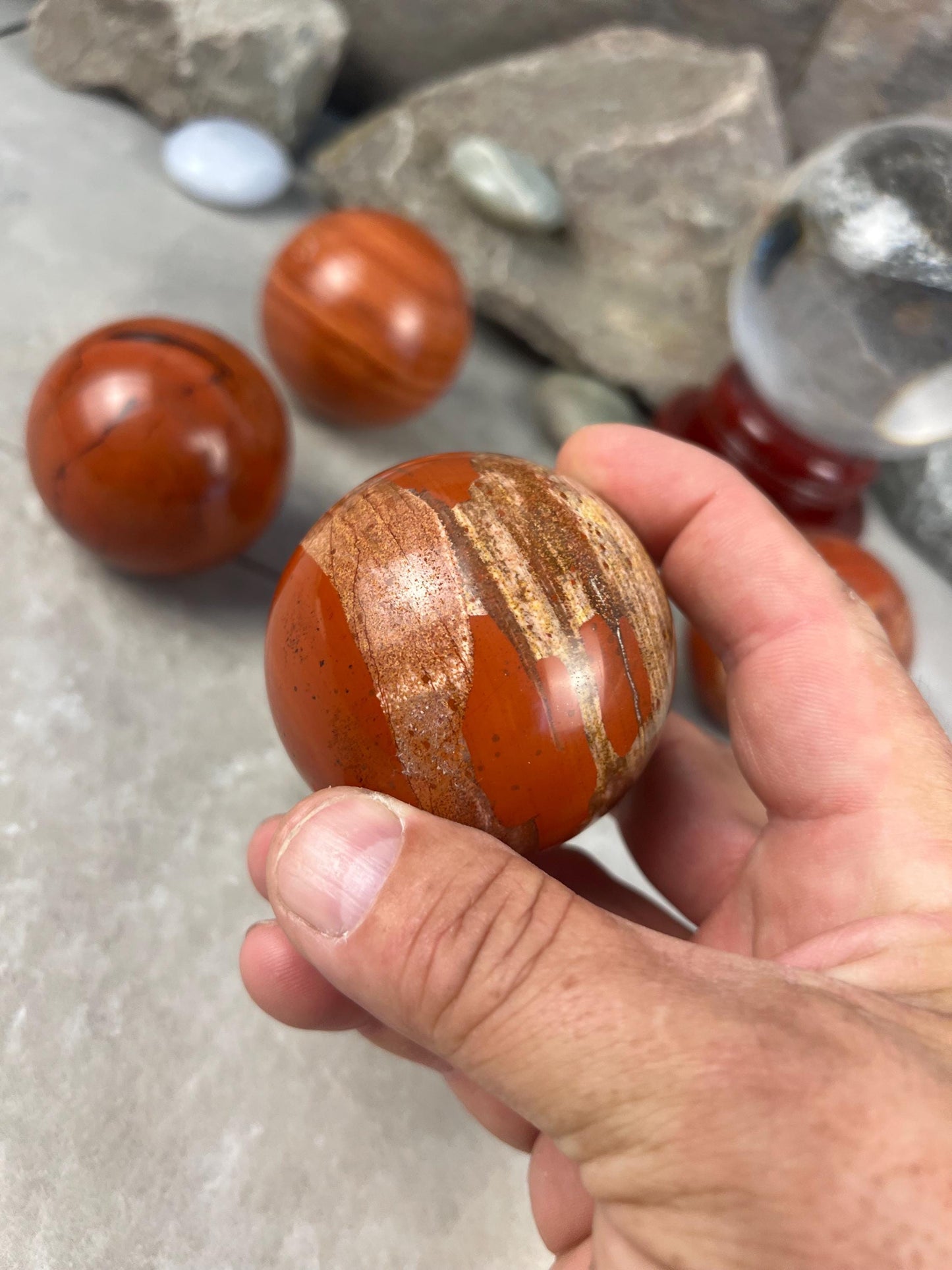 Egyptian Red Jasper Sphere Stone Reflective Home Decor Focus Aid Home Decor Pocket Desktop Gift Meditation Christmas Gifts