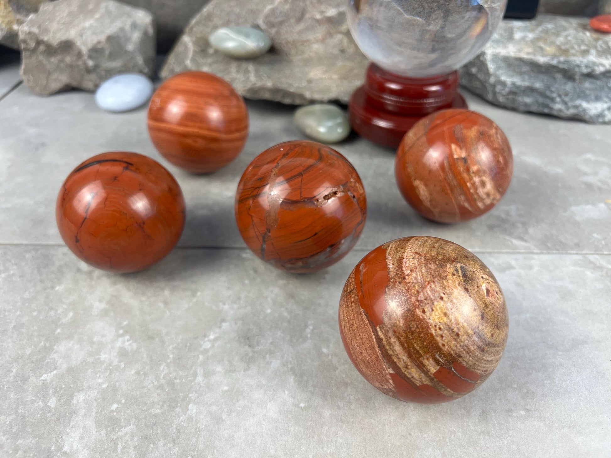 Egyptian Red Jasper Sphere Stone Reflective Home Decor Focus Aid Home Decor Pocket Desktop Gift Meditation Christmas Gifts
