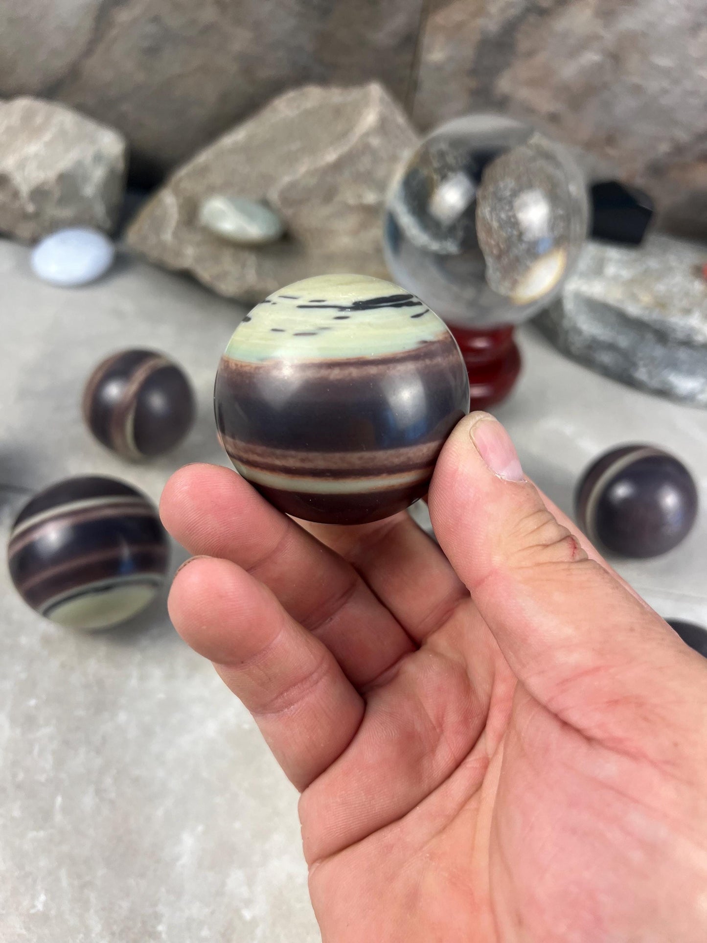 Purple Jade Sphere Stone Reflective Home Decor Focus Aid Home Decor Pocket Desktop Gift Meditation Christmas Gifts