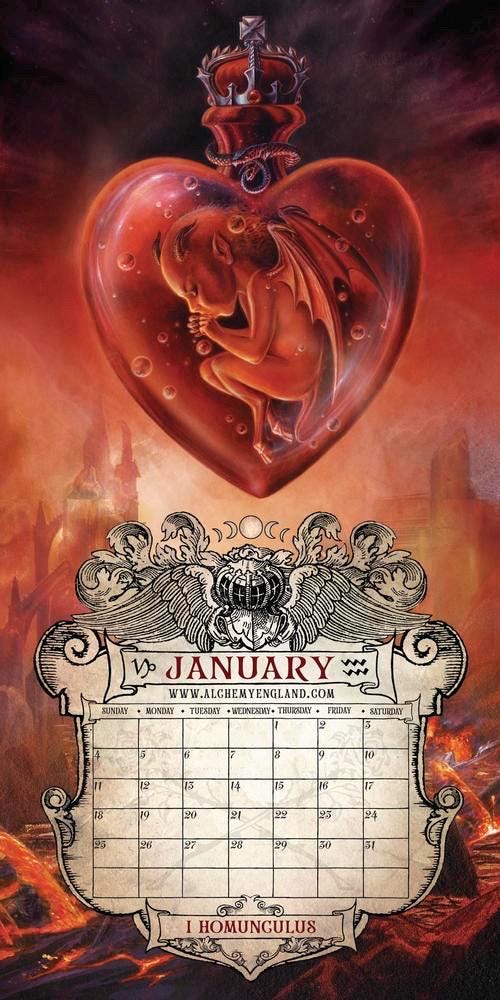 2026 Alchemy 1977 Gothic Calendar Llewelyn 16 month Calendar