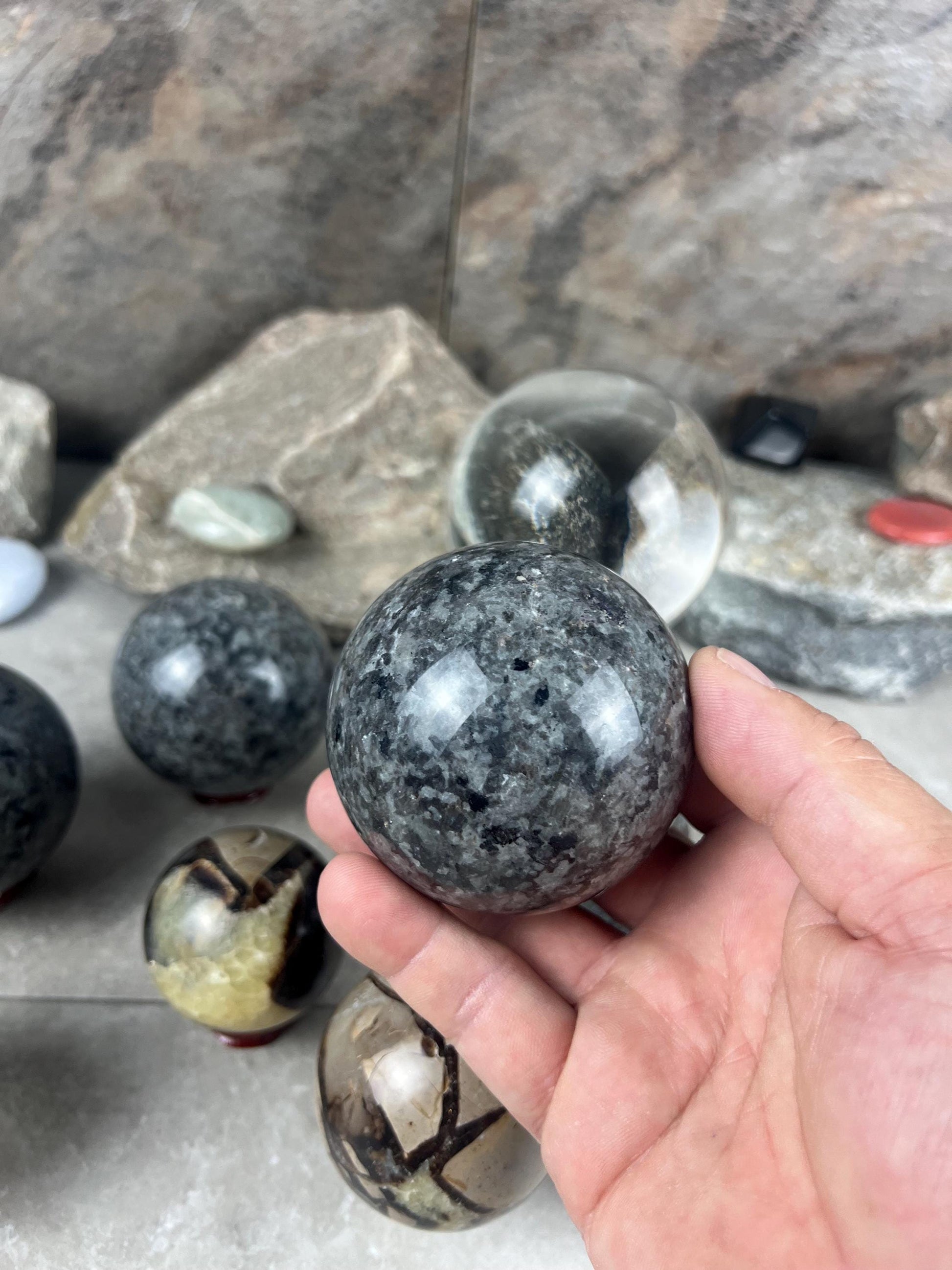 Yooperlite and Septarian Sphere Polished Stone, Meditation Gift