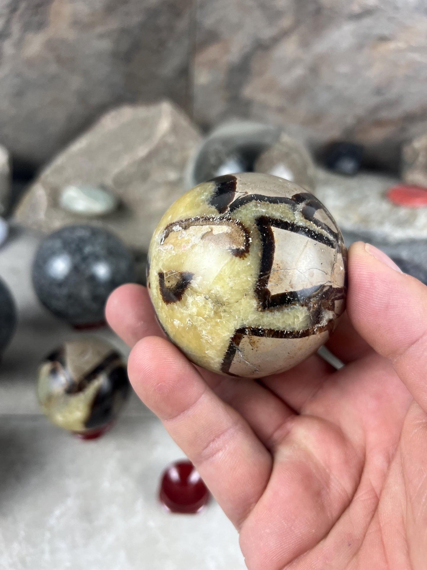 Yooperlite and Septarian Sphere Polished Stone, Meditation Gift