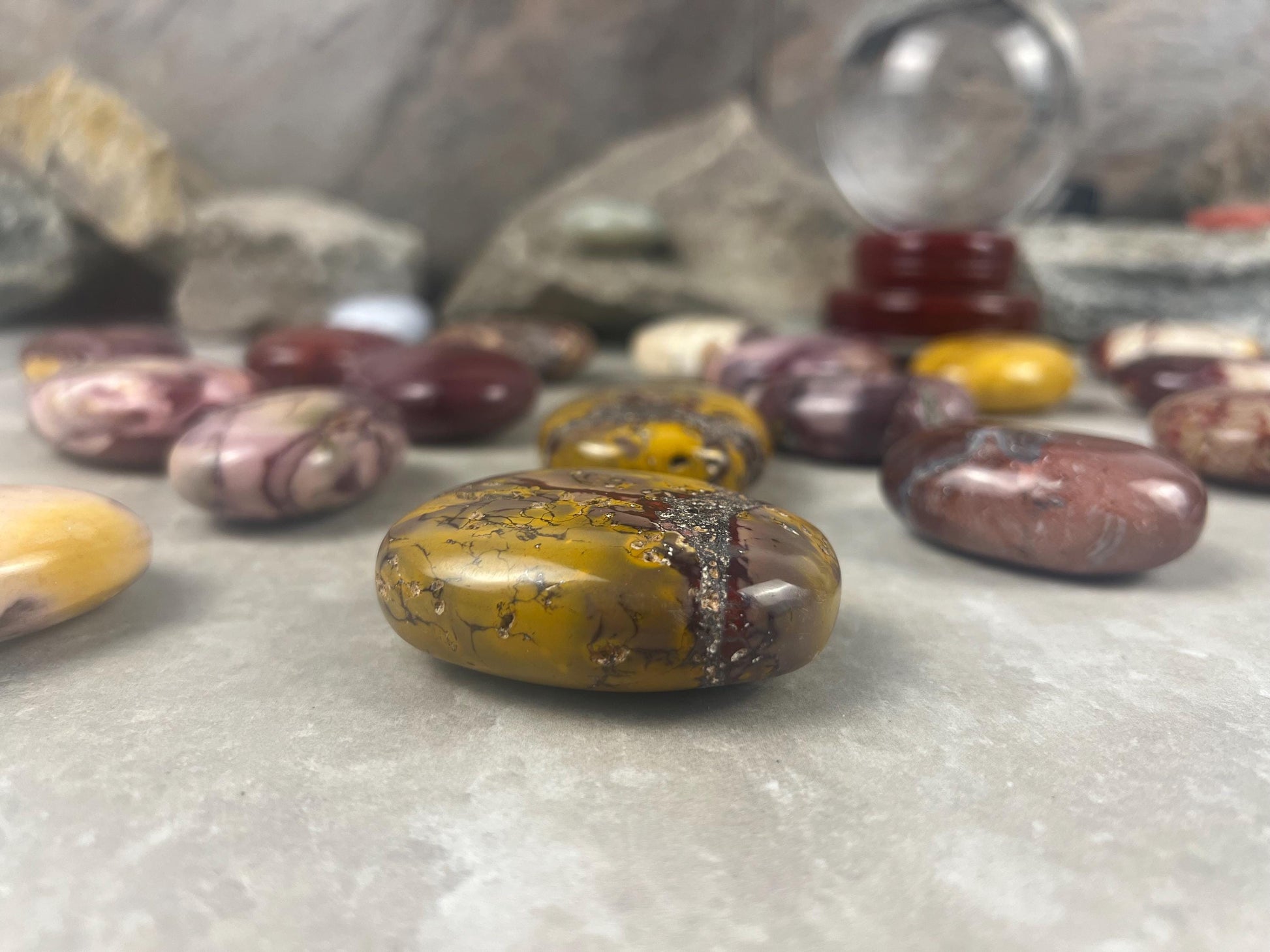Mooka Creek Mookaite Jasper Palm Stone: Polished Worry Stone, Chakra Healing