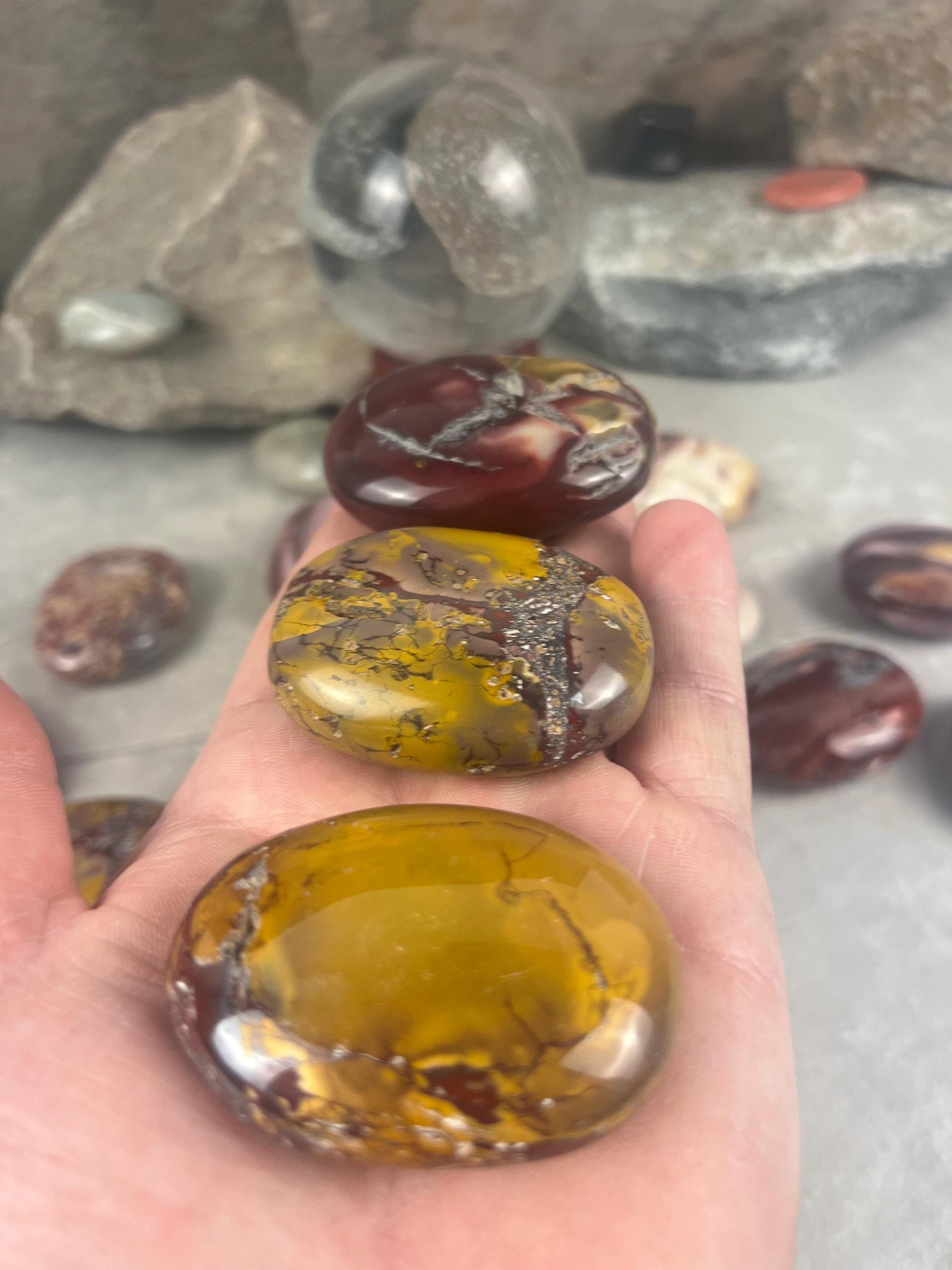 Mooka Creek Mookaite Jasper Palm Stone: Polished Worry Stone, Chakra Healing