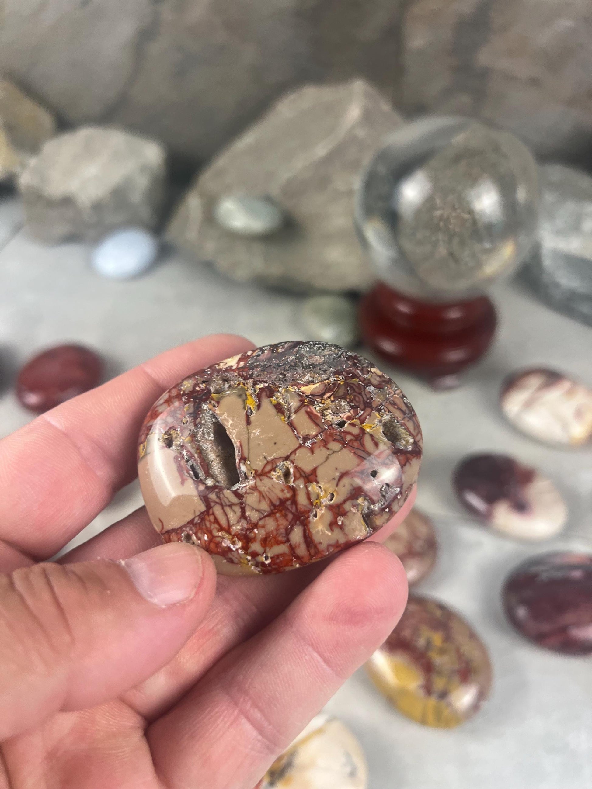 Mooka Creek Mookaite Jasper Palm Stone: Polished Worry Stone, Chakra Healing