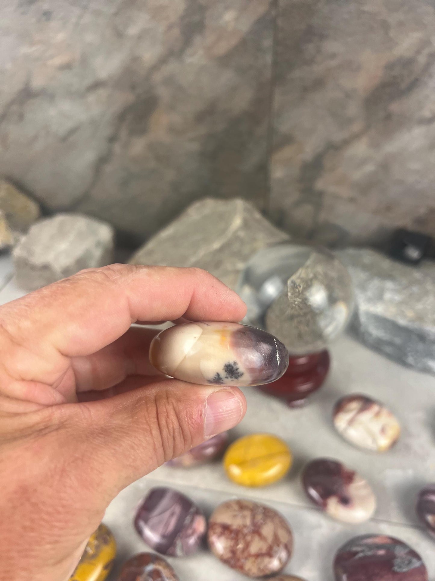 Mooka Creek Mookaite Jasper Palm Stone: Polished Worry Stone, Chakra Healing