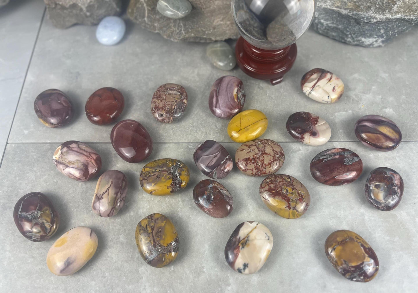 Mooka Creek Mookaite Jasper Palm Stone: Polished Worry Stone, Chakra Healing