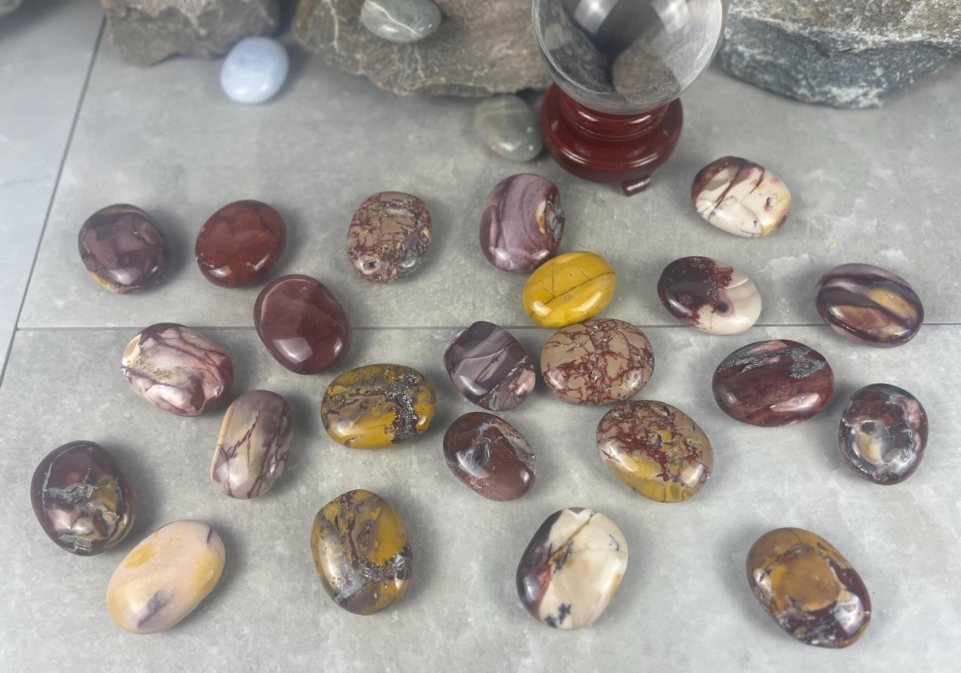 Mooka Creek Mookaite Jasper Palm Stone: Polished Worry Stone, Chakra Healing