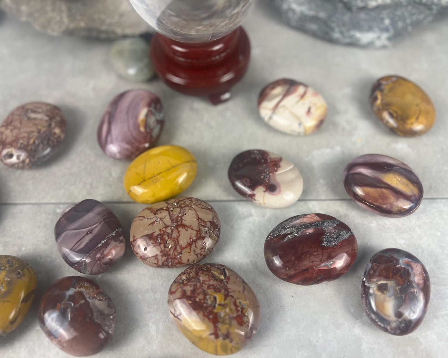 Mooka Creek Mookaite Jasper Palm Stone: Polished Worry Stone, Chakra Healing