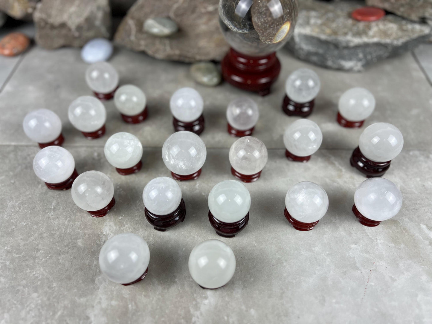 Polished German Ice Calcite Sphere Meditation, Anxiety & Worry Stone
