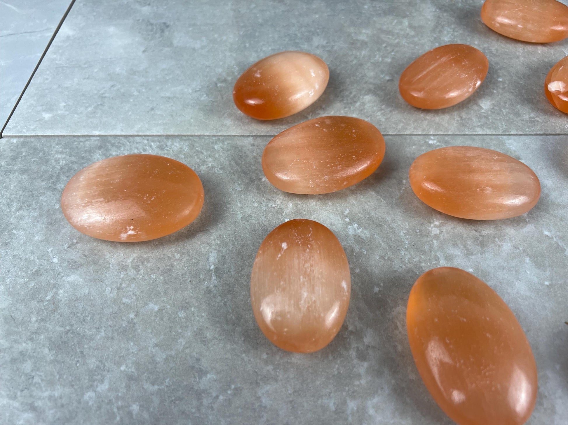 Turkish Mandarin Orange Selenite Palm Stone: Natural Crystal for Anxiety Relief
