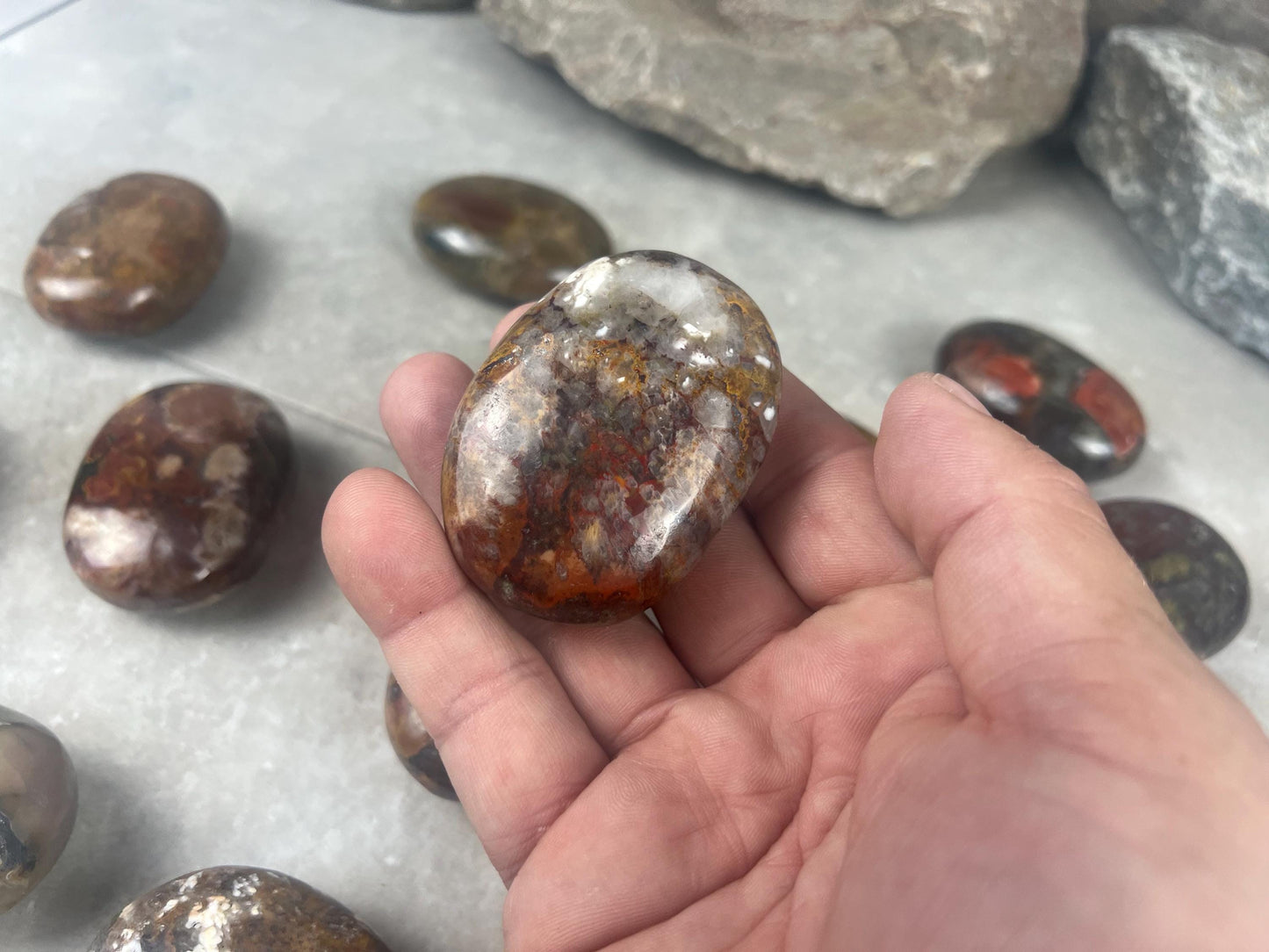 Gujarat India Sea Jasper Palm Stone: Polished Crystal Worry Stone