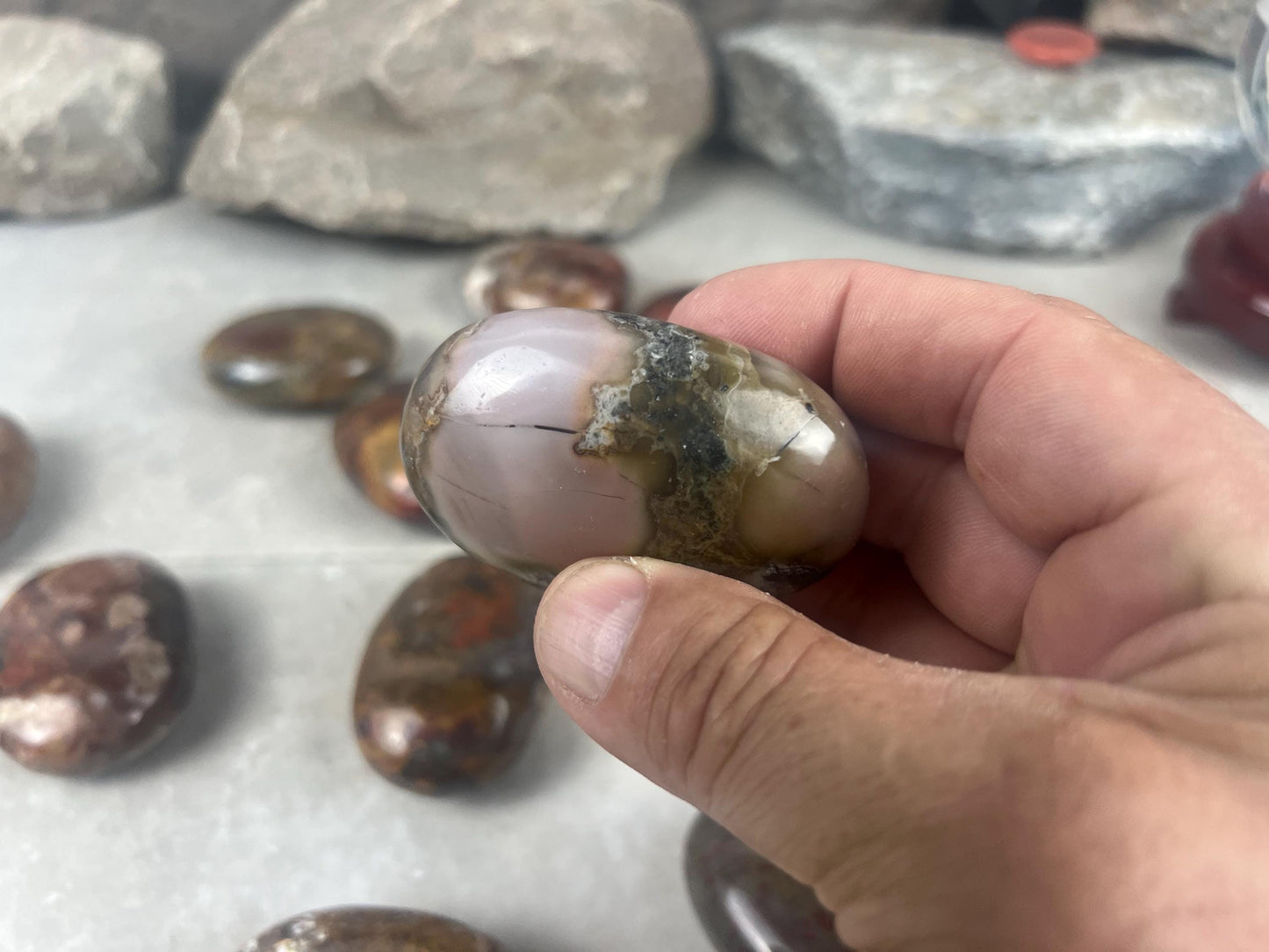 Gujarat India Sea Jasper Palm Stone: Polished Crystal Worry Stone